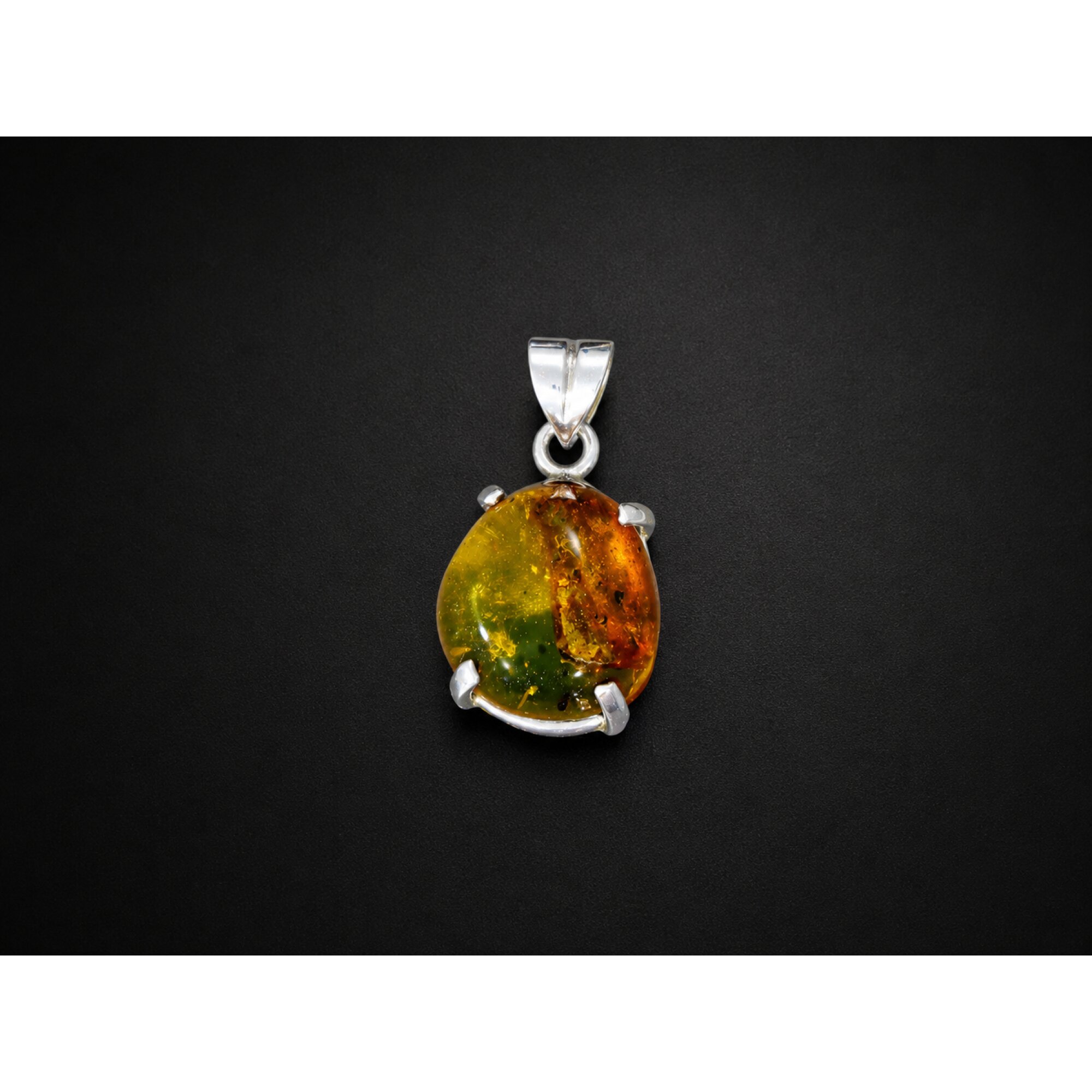 Nature-Created Clear Orange Green 925 Sterling Silver Dominican Amber Pendant 29 – photo 4