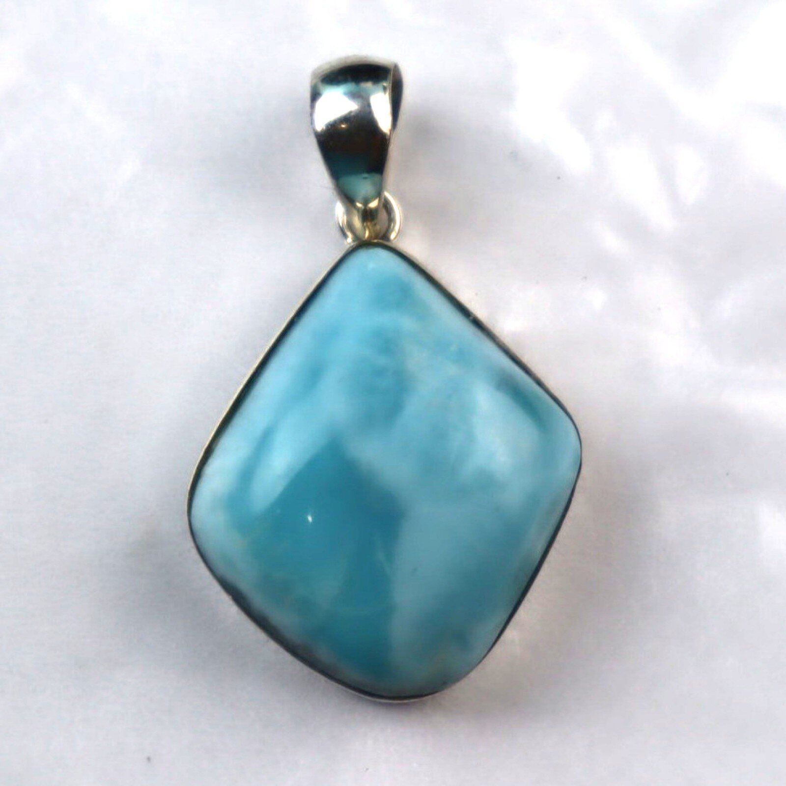 Genuine Beautiful Sky Blue Larimar 925 Sterling Silver Pendant 38mm 10.6g – photo 4