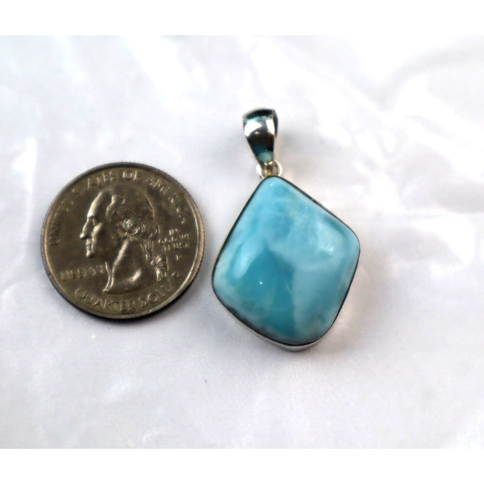 Genuine Beautiful Sky Blue Larimar 925 Sterling Silver Pendant 38mm 10.6g – photo 6