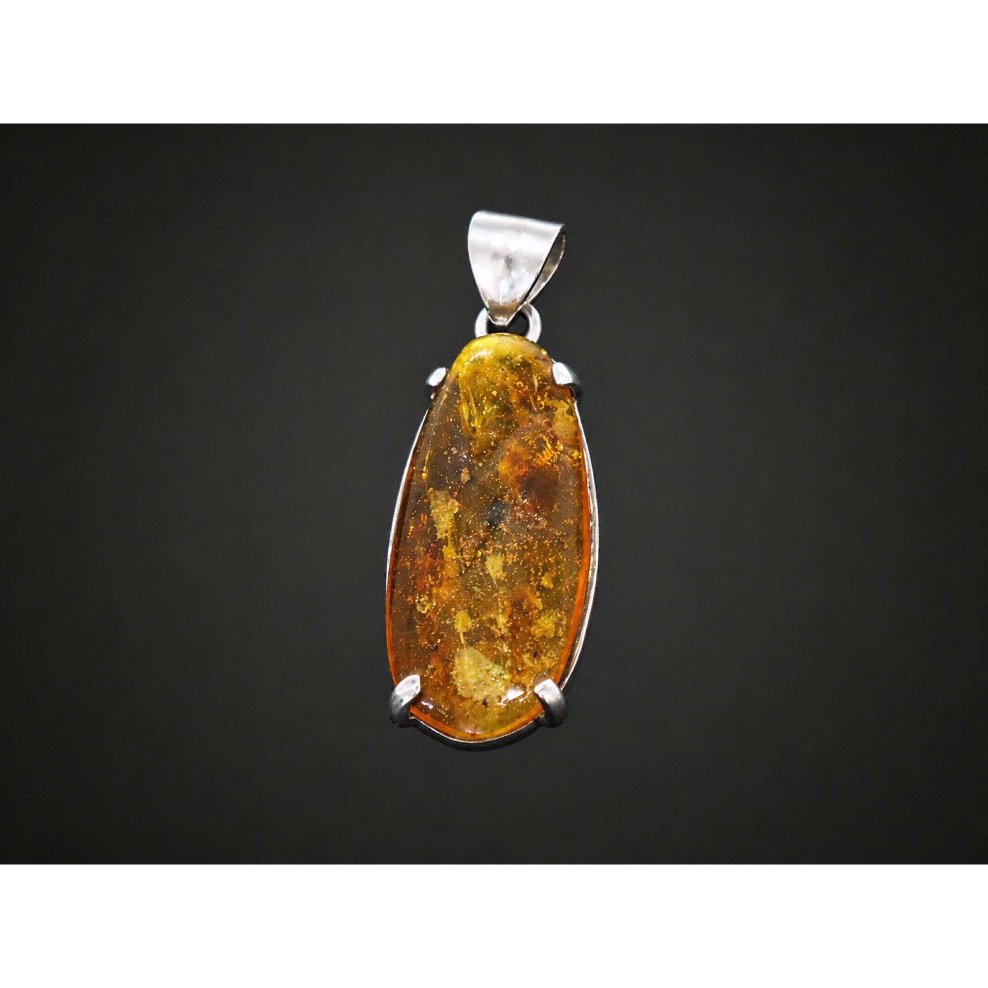 Translucent yellow green Natural Dominican Amber oval 925 Sterling Pendant 42 mm – photo 5