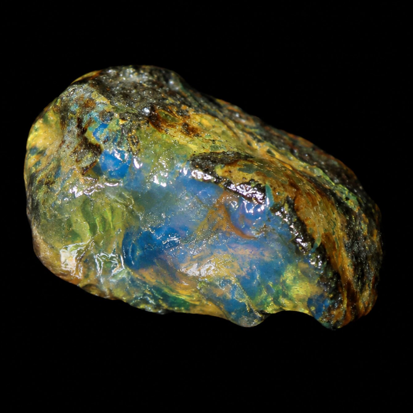 Clear deep blue Natural Dominican Amber rough Specimen 34 mm