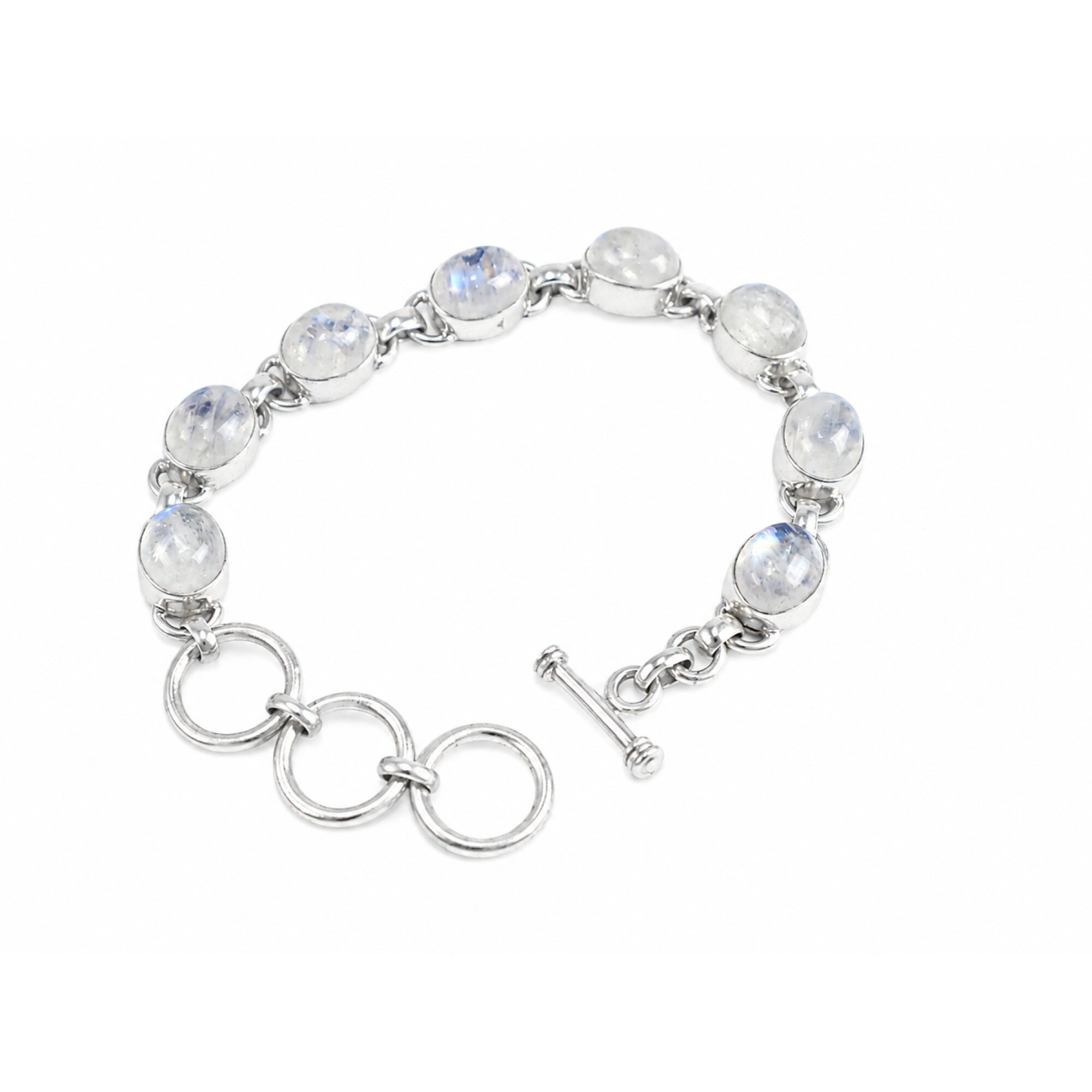 Clear purple fire white Moonstone oval 925 Sterling Silver Bracelet 165 mm – photo 7