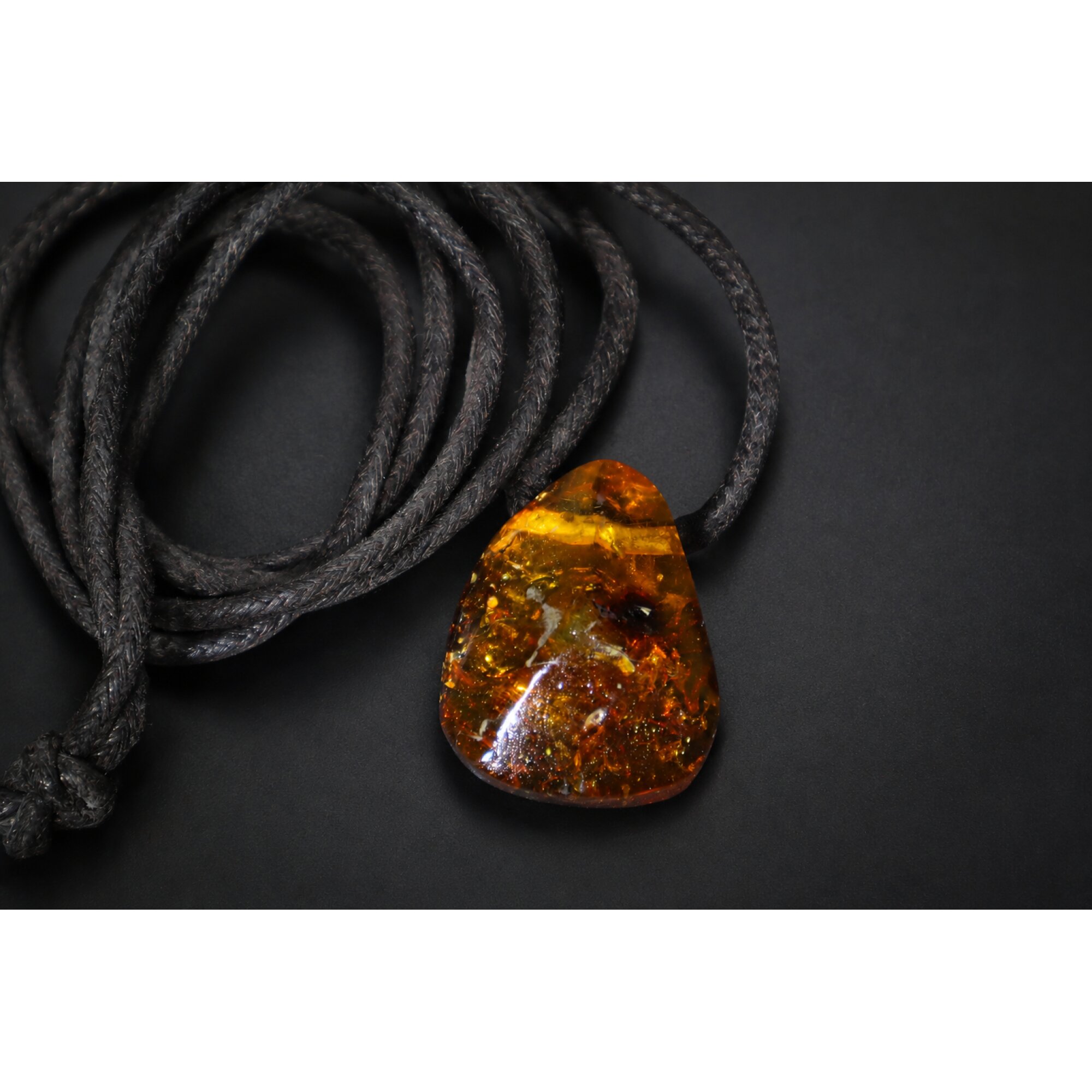 Clear orange brown Natural Dominican Amber faceted 925 Sterling Necklace 600 mm – photo 4