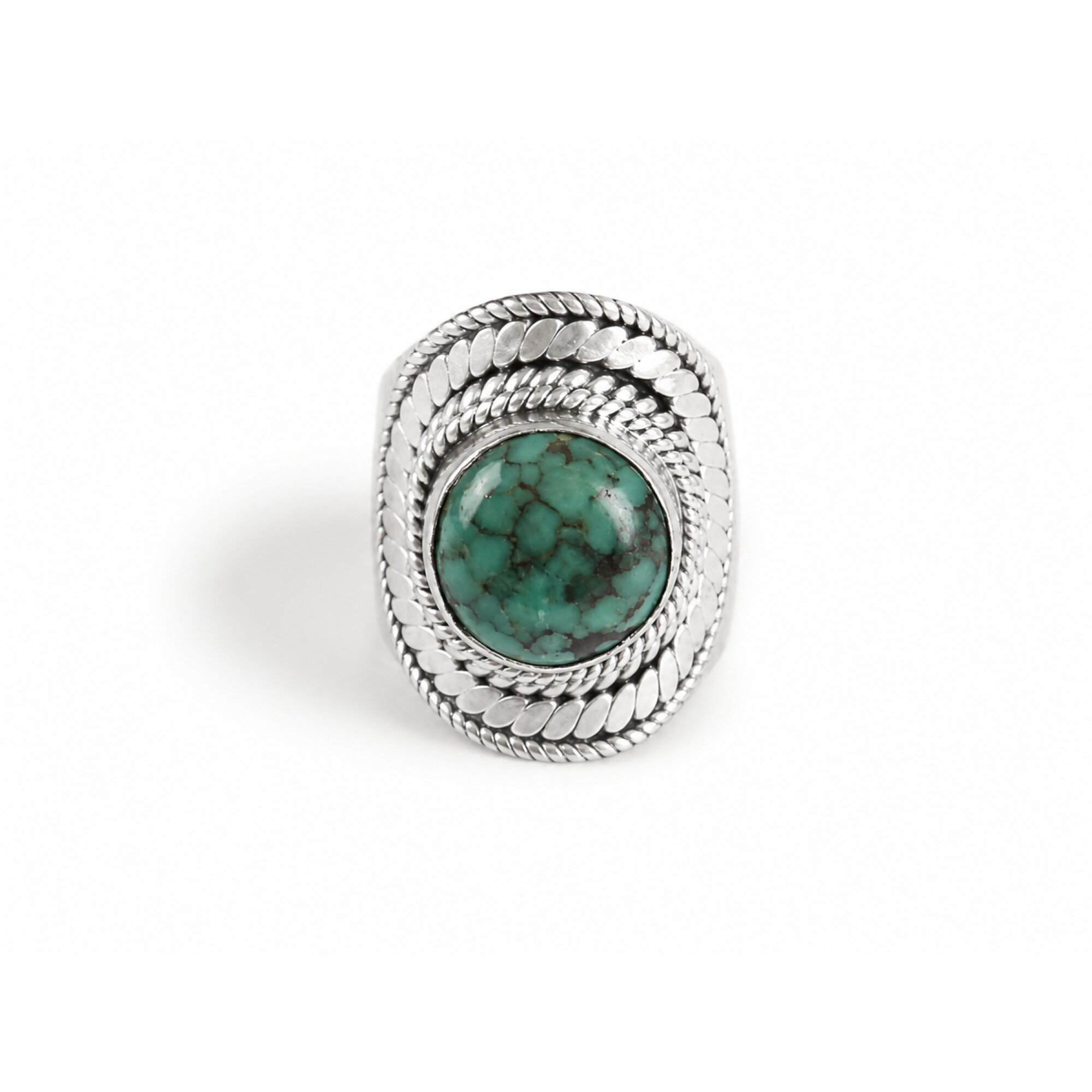 black green Turquoise round 925 Sterling Silver Ring Size 7.75 – photo 4