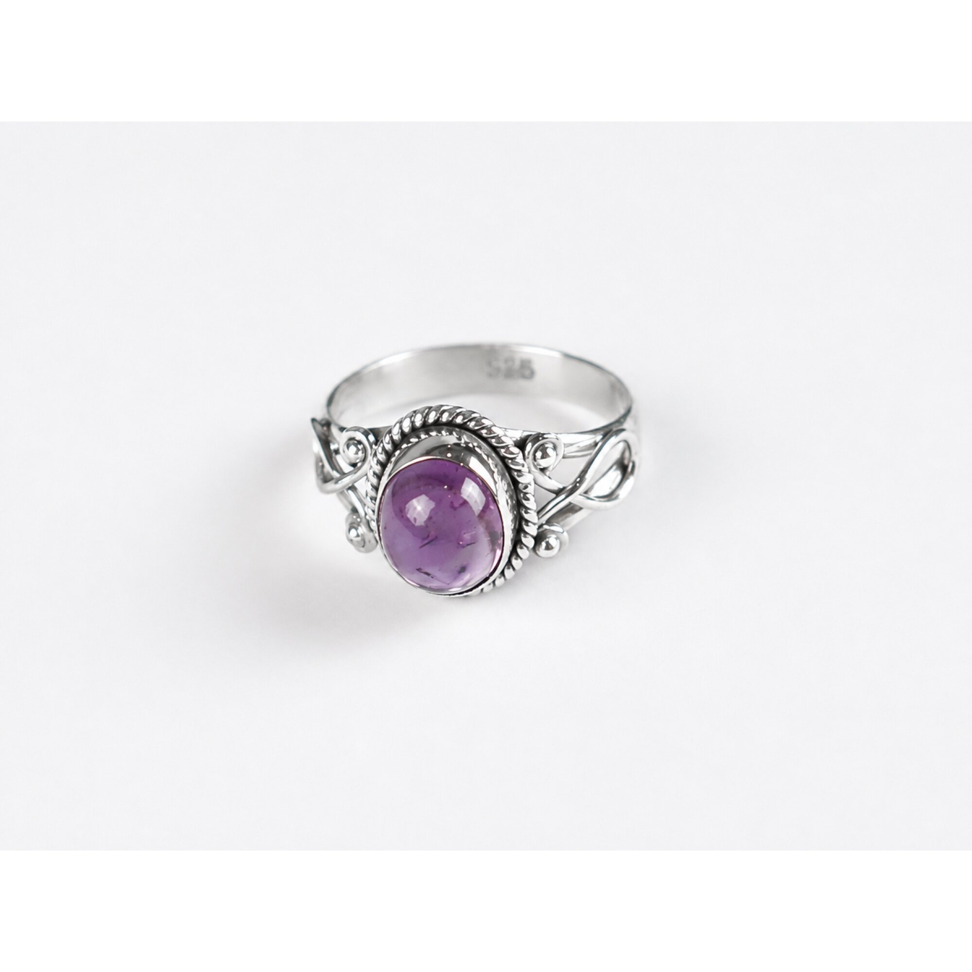 Clear deep purple Natural amethyst oval 925 Sterling Silver Ring Size 6.50 – photo 4