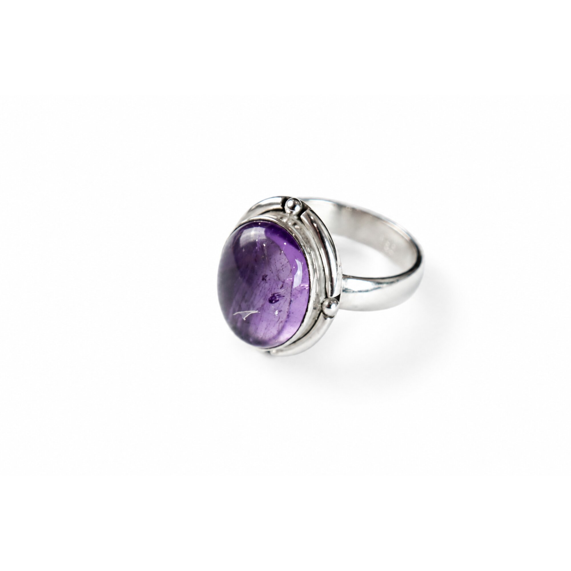 Clear purple Natural amethyst oval 925 Sterling Silver Ring Size 7.00 – photo 2