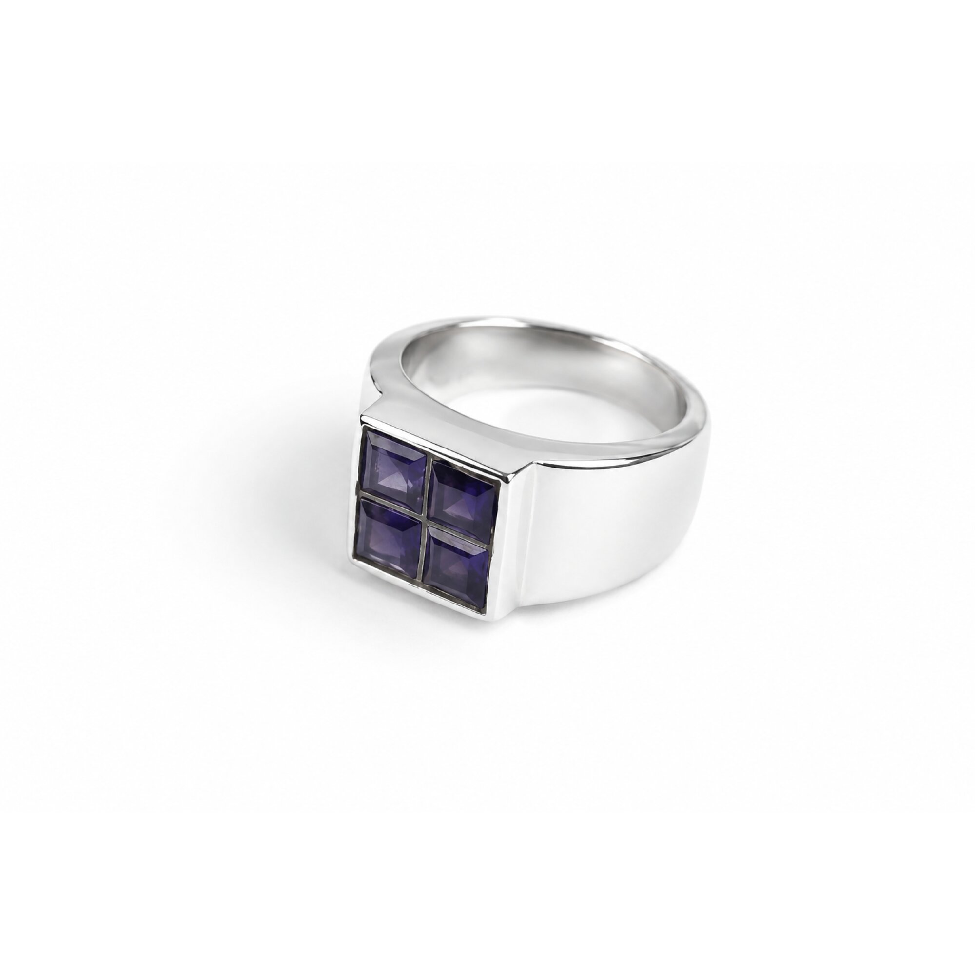 Clear purple Natural Amethyst rectangular 925 Sterling Silver Ring Size 7.75 – photo 5