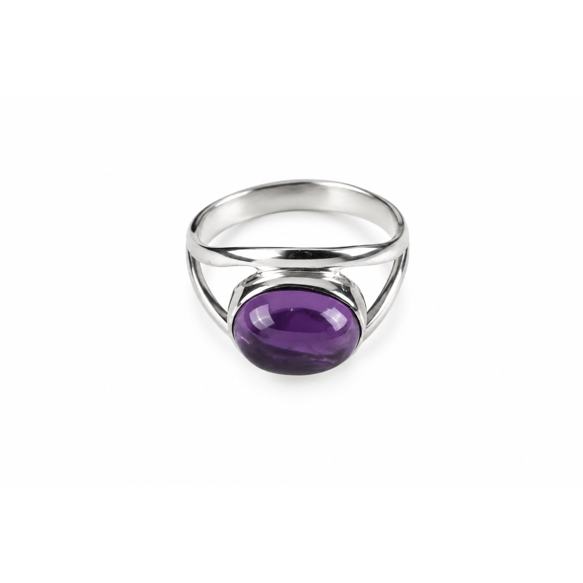 Clear purple Natural Amethyst oval 925 Sterling Silver Ring Size 9.00 – photo 3