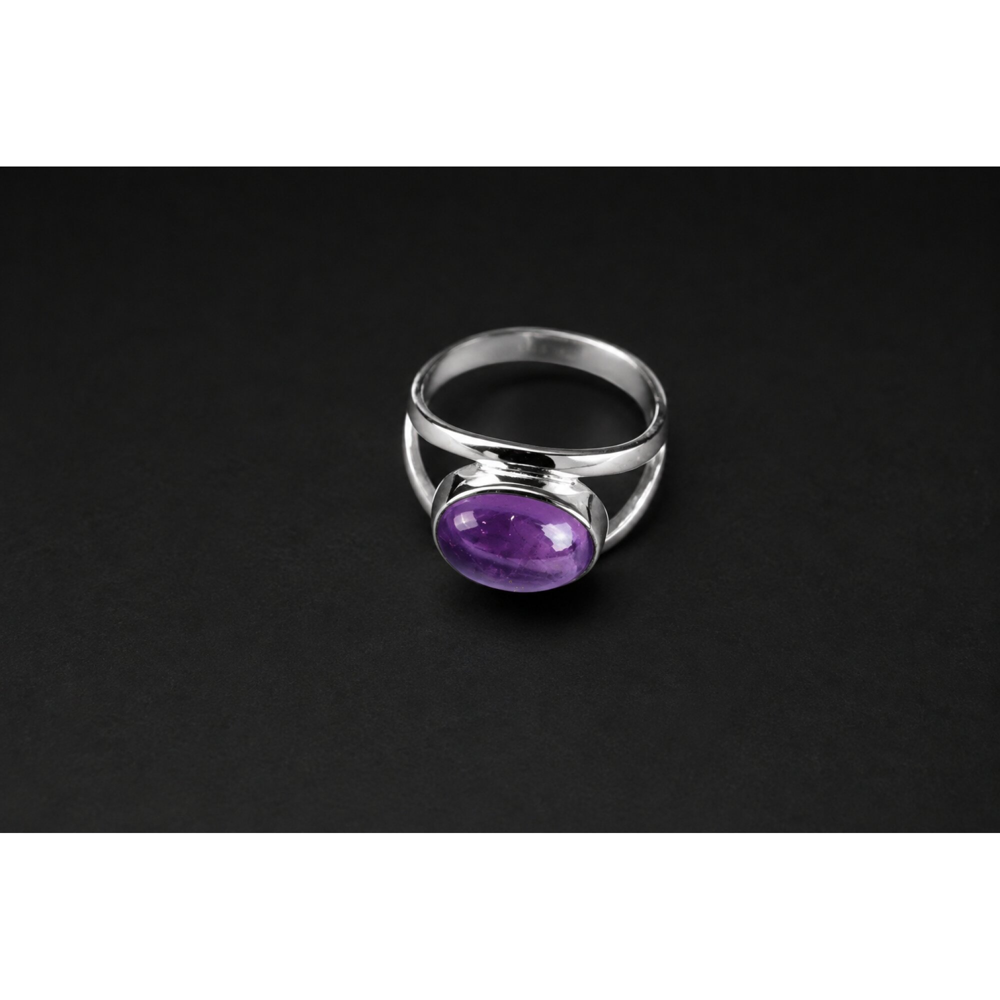 Clear purple Natural Amethyst oval 925 Sterling Silver Ring Size 9.00 – photo 4