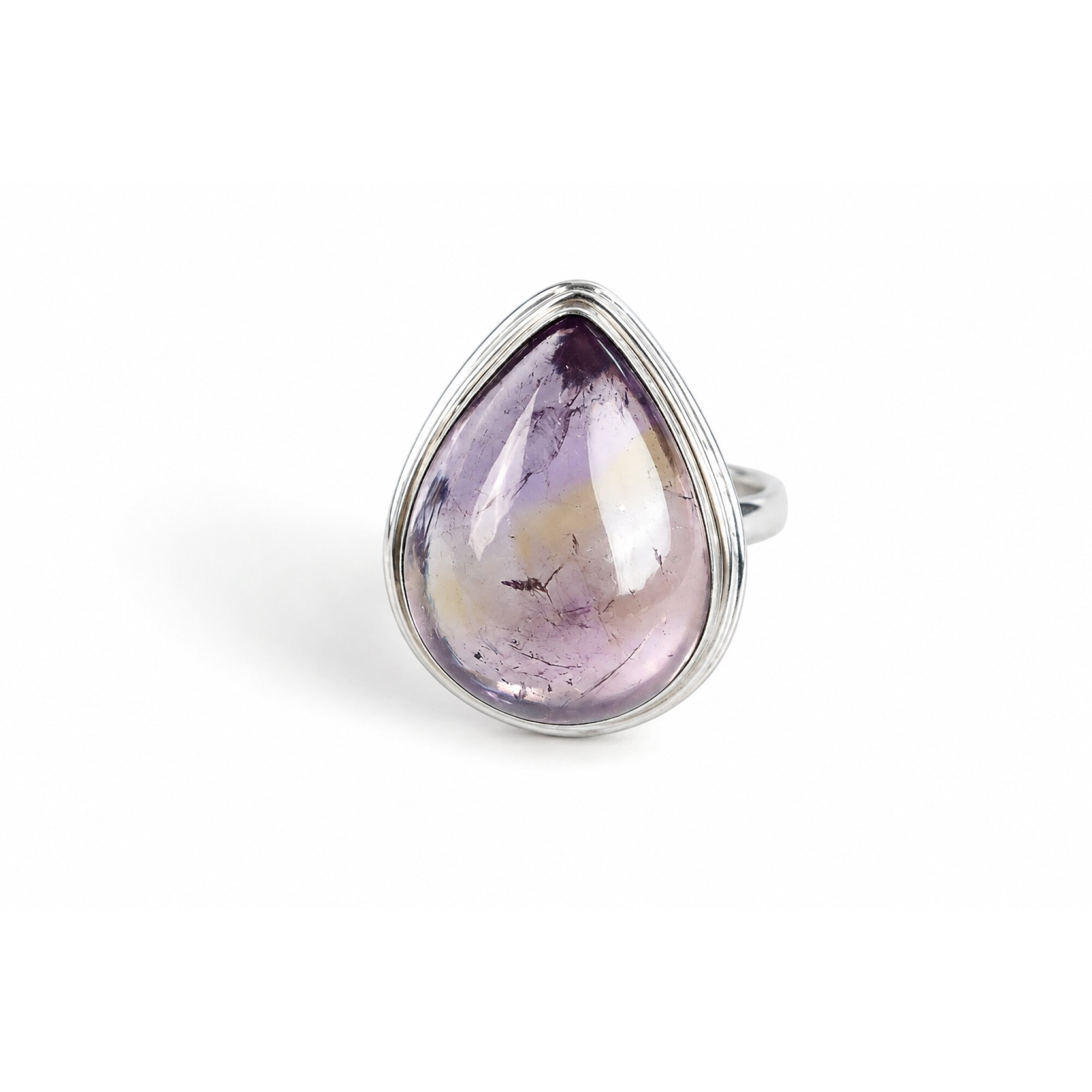 Clear purple Natural Amethyst teardrop 925 Sterling Silver Ring Size 9.00 – photo 5