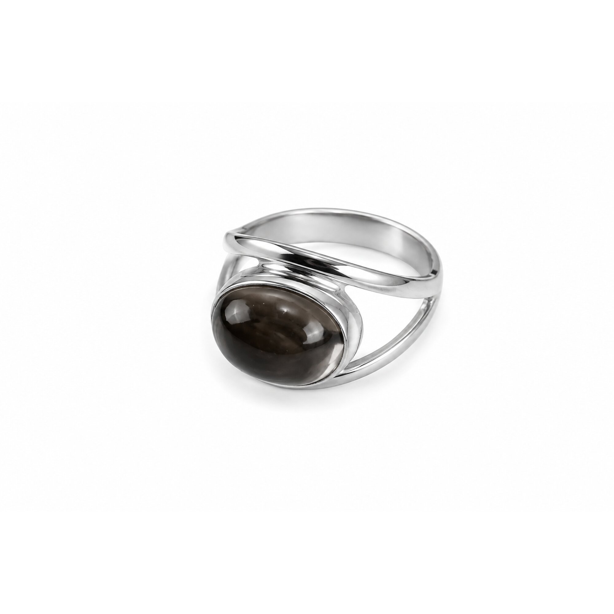 Clear brown Natural smokey quartz oval 925 Sterling Silver Ring Size 7.50 – photo 2