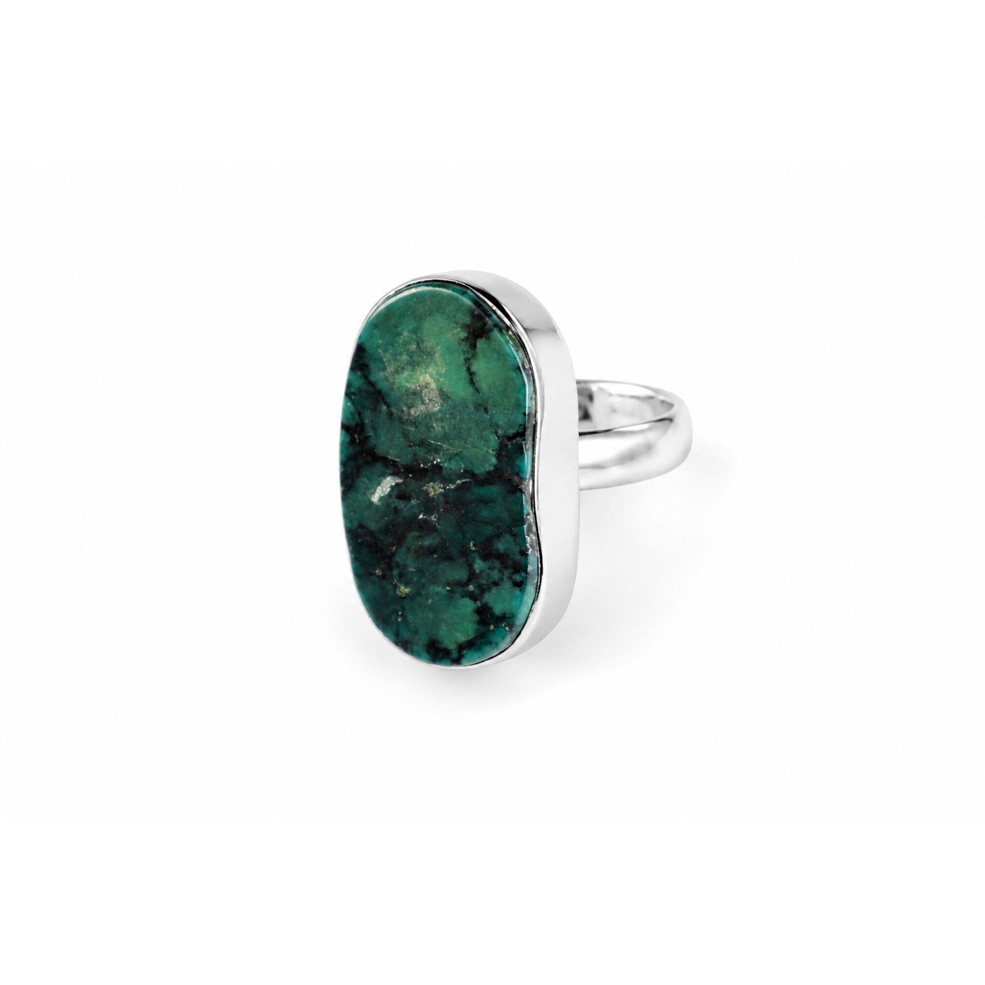Opaque deep green Turquoise oval 925 Sterling Silver Ring Size 9.00 – photo 8
