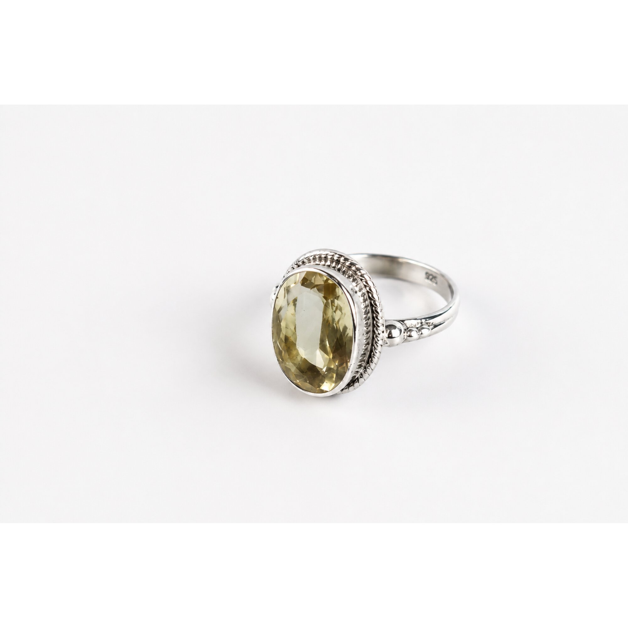 Clear light yellow Natural Citrine oval 925 Sterling Silver Ring Size 8.50 – photo 5