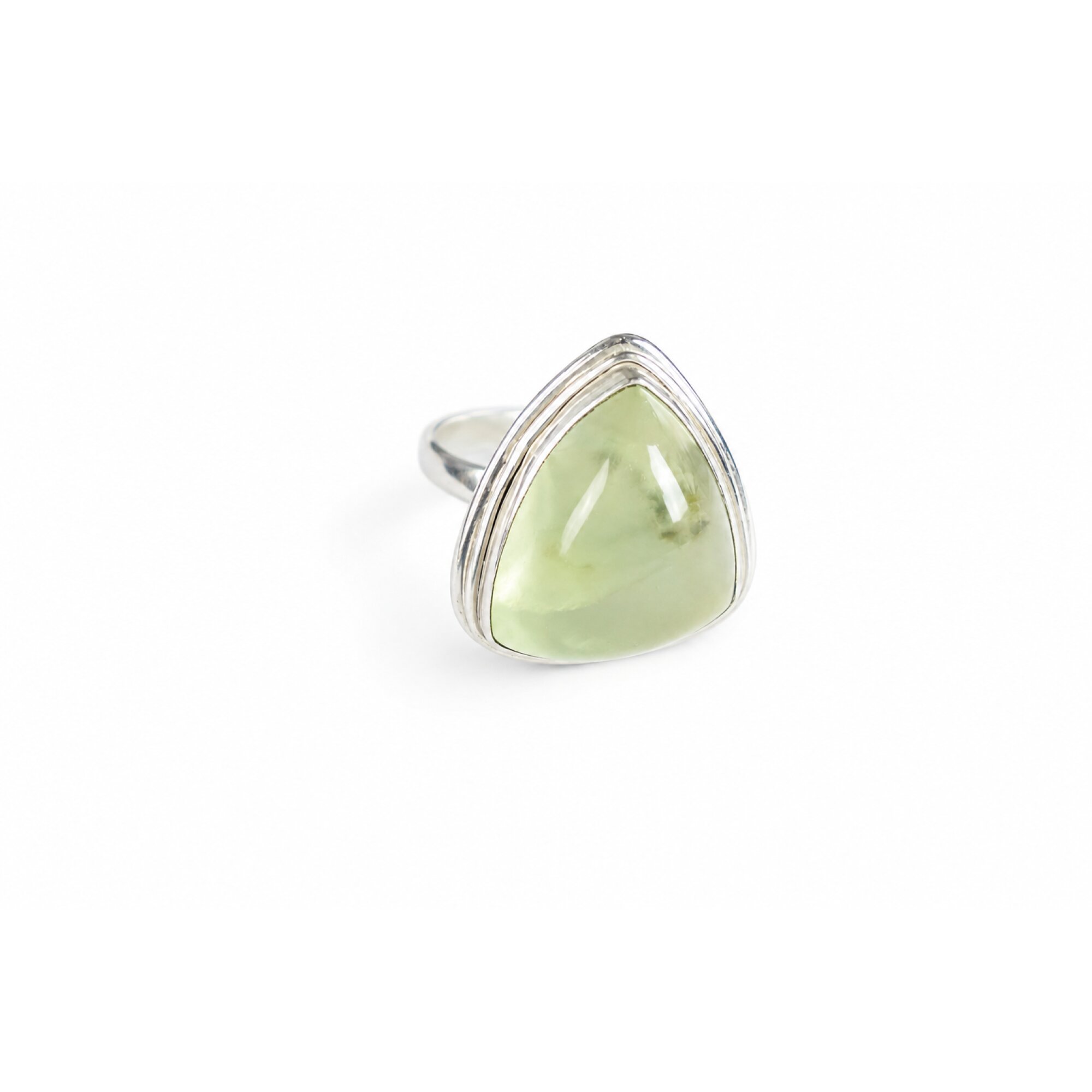 Clear light green Prehnite triangular 925 Sterling Silver Ring Size 7.00 – photo 7