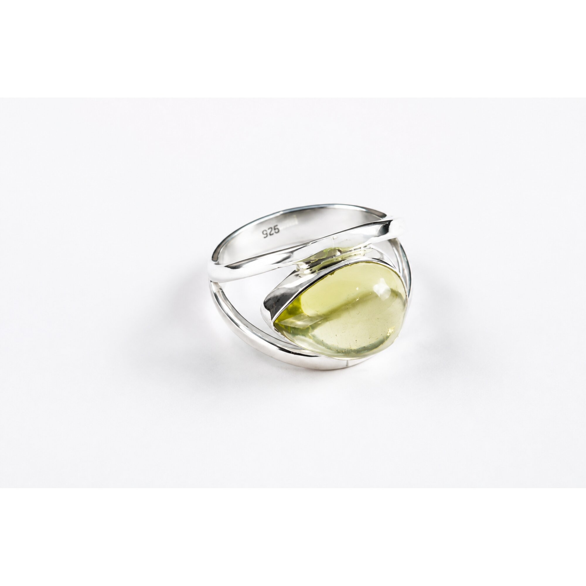 Clear light green Prehnite teardrop 925 Sterling Silver Ring Size 7.75 – photo 3