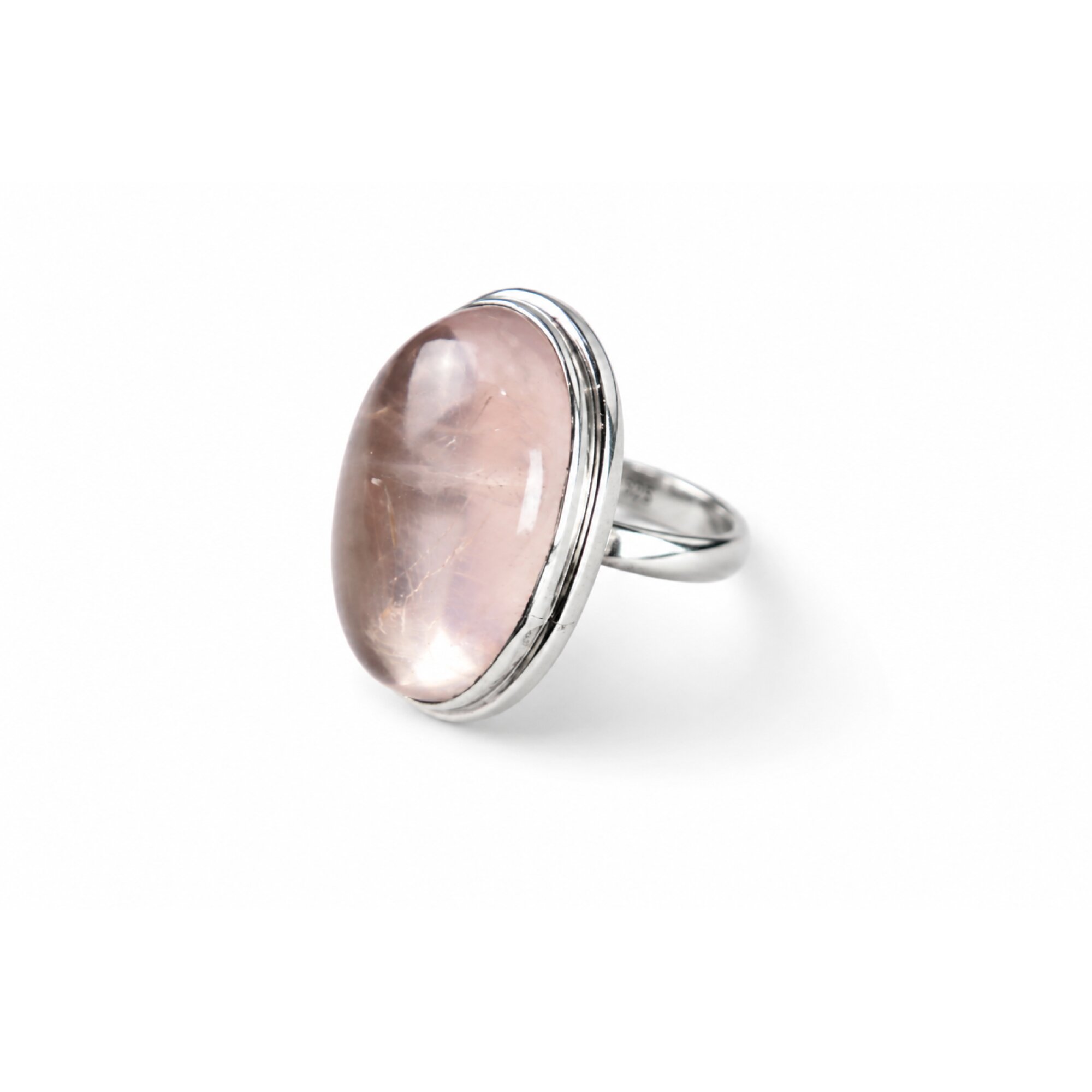 Clear Pink Natural Rose Quartz. oval 925 Sterling Silver Ring Size 7.00 – photo 4