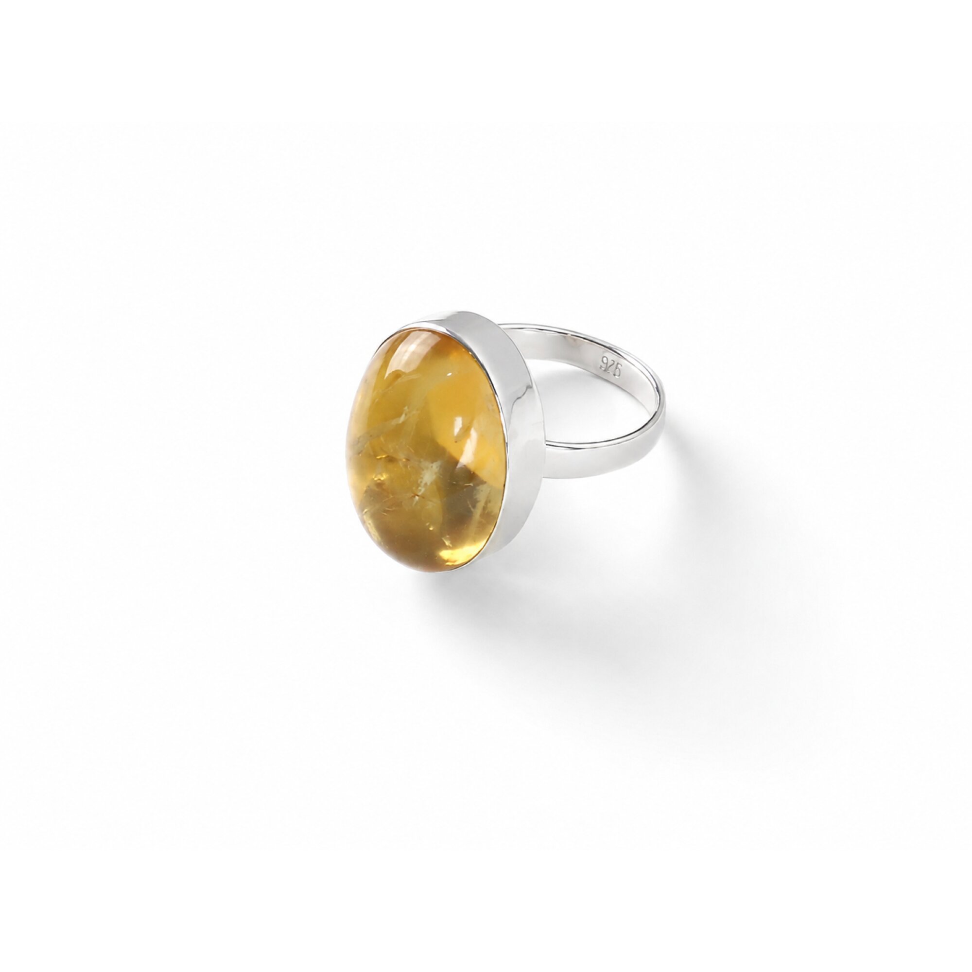Clear golden Natural Rutilated Quartz oval 925 Sterling Silver Ring Size 6.75 – photo 2