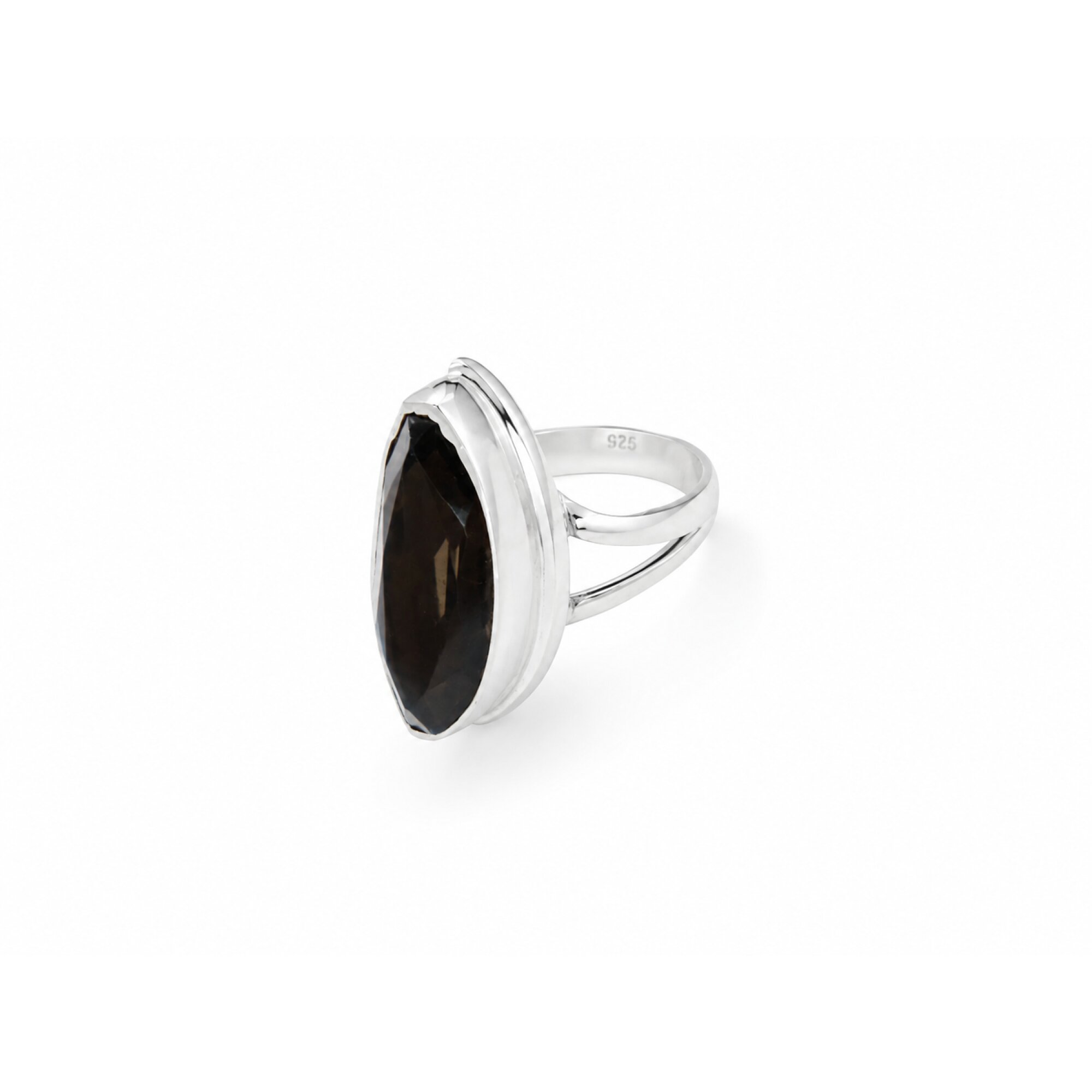 Clear brown Natural smokey quartz freeform 925 Sterling Silver Ring Size 6.50 – photo 5