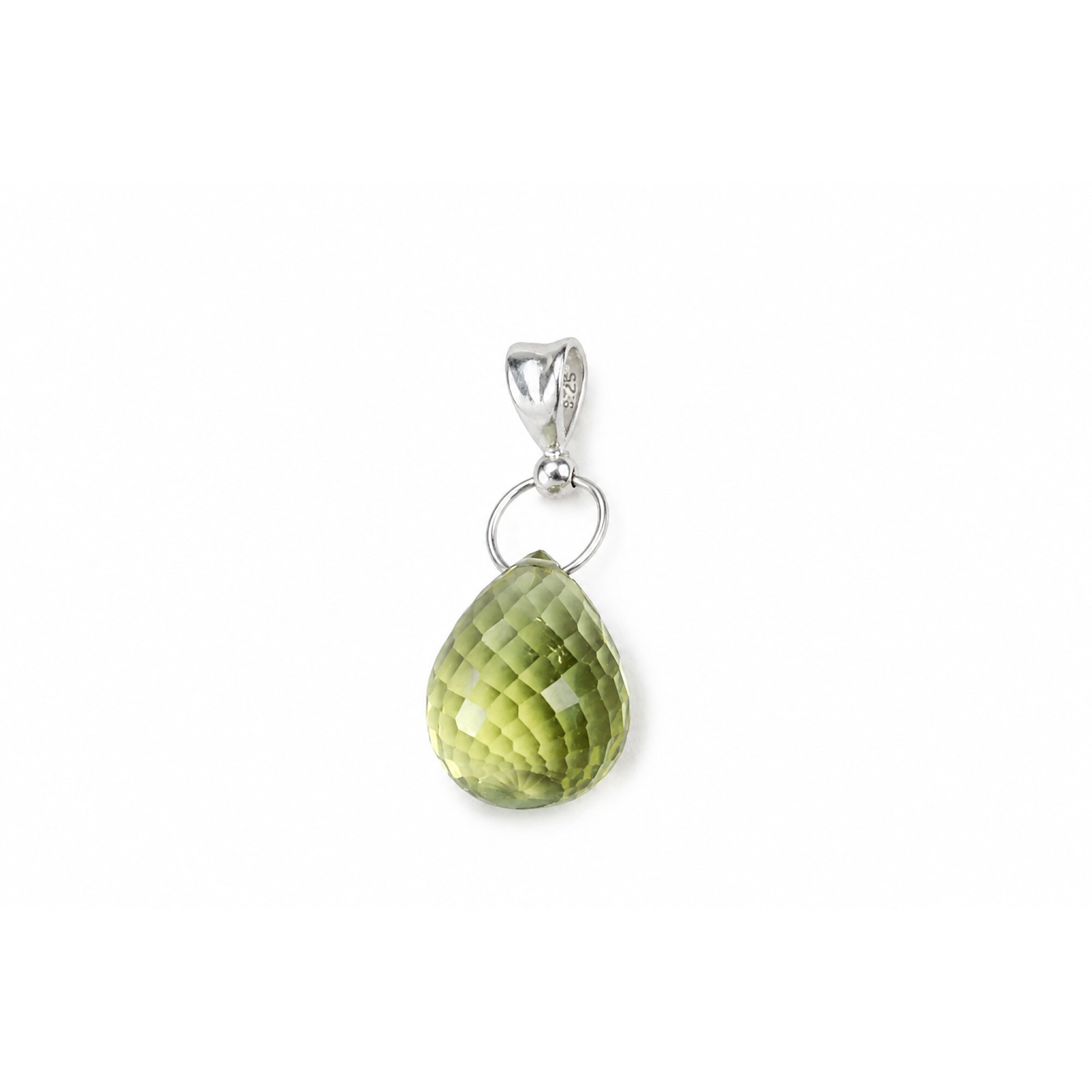 Clear lemon yellow Natural Quartz drop 925 Sterling Silver Pendant 32 mm – photo 5