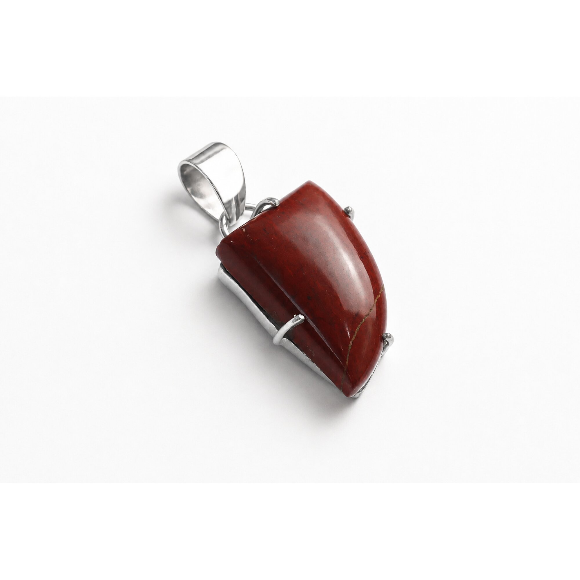 vine red Jasper 1/4 circle 925 Sterling Silver Pendant 45 mm – photo 8