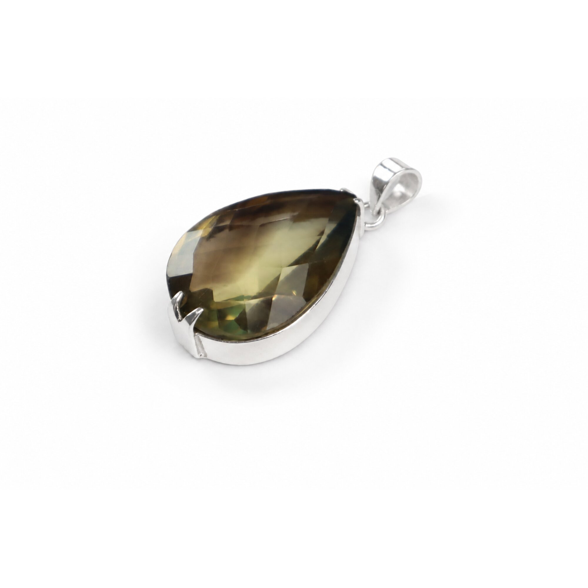 Brown Natural Smokey Quartz teardrop 925 Sterling Silver Pendant 44 mm – photo 8
