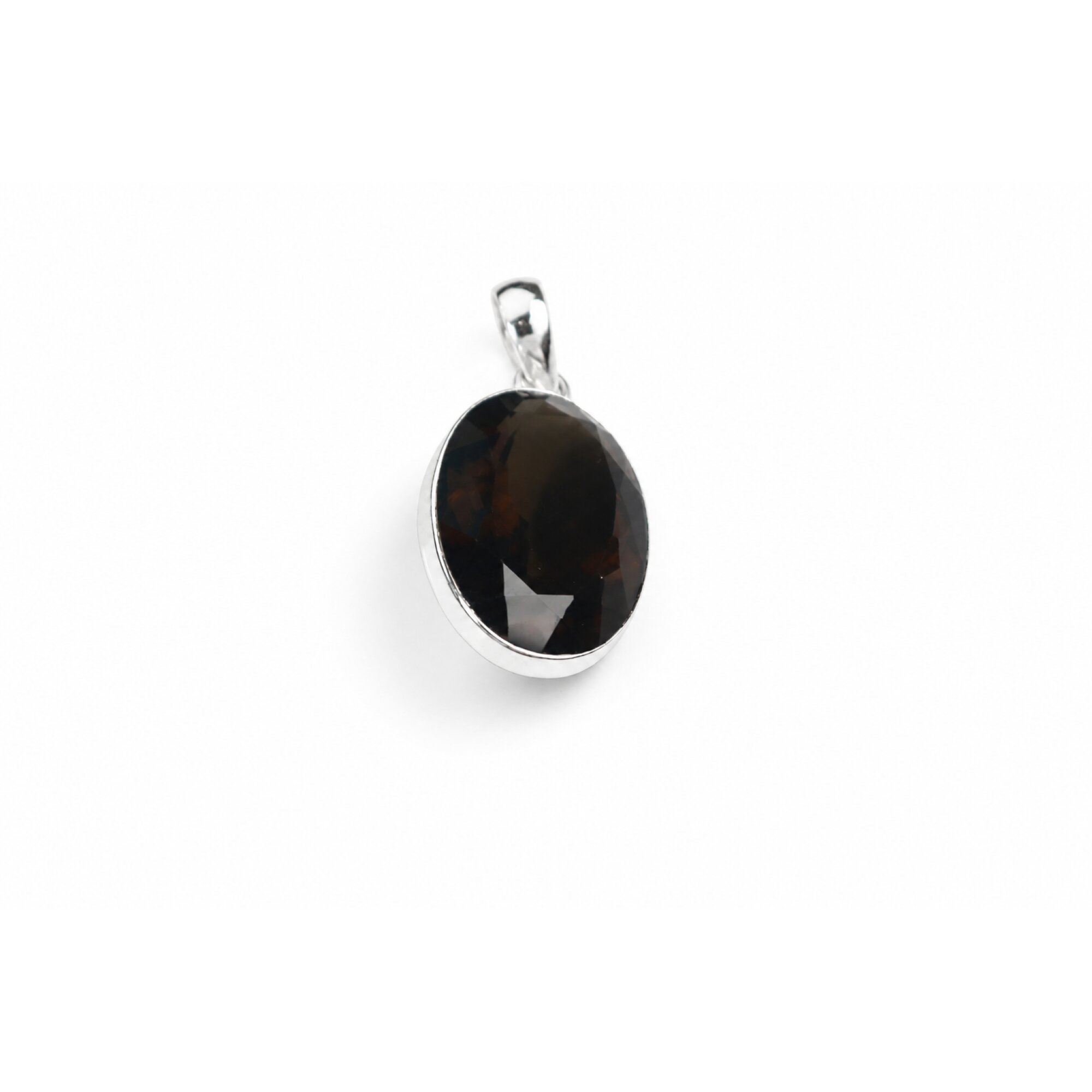 Clear purple Natural smokey quartz oval 925 Sterling Silver Pendant 43 mm – photo 4