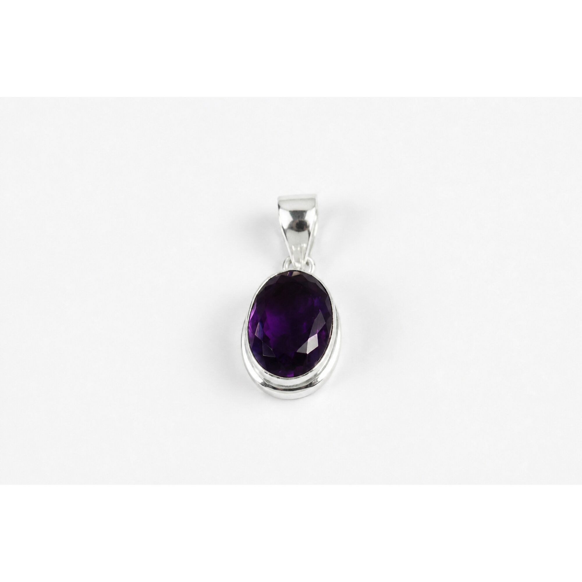 Clear purple Natural amethyst oval 925 Sterling Silver Pendant 29 mm – photo 2