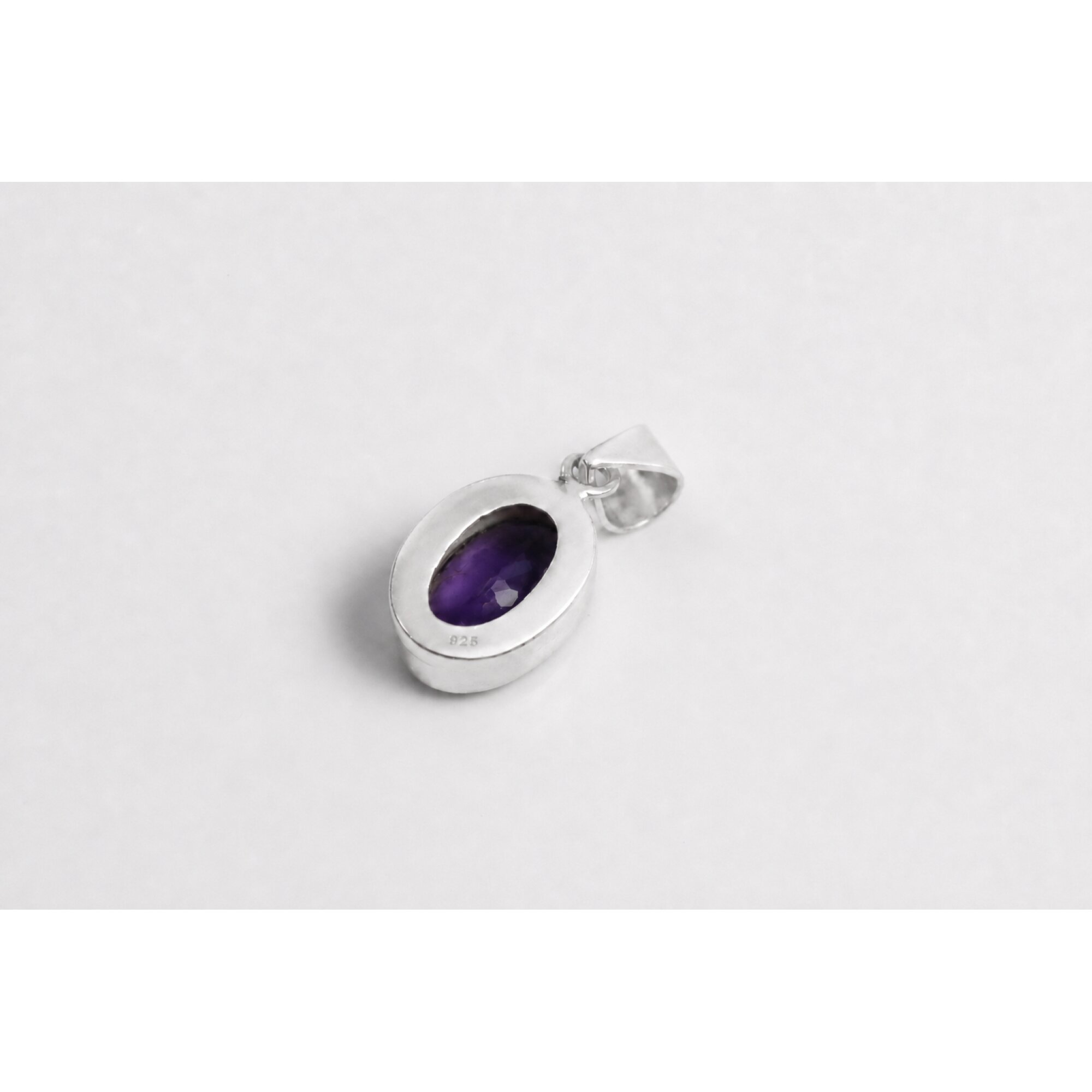 Clear purple Natural amethyst oval 925 Sterling Silver Pendant 29 mm – photo 4