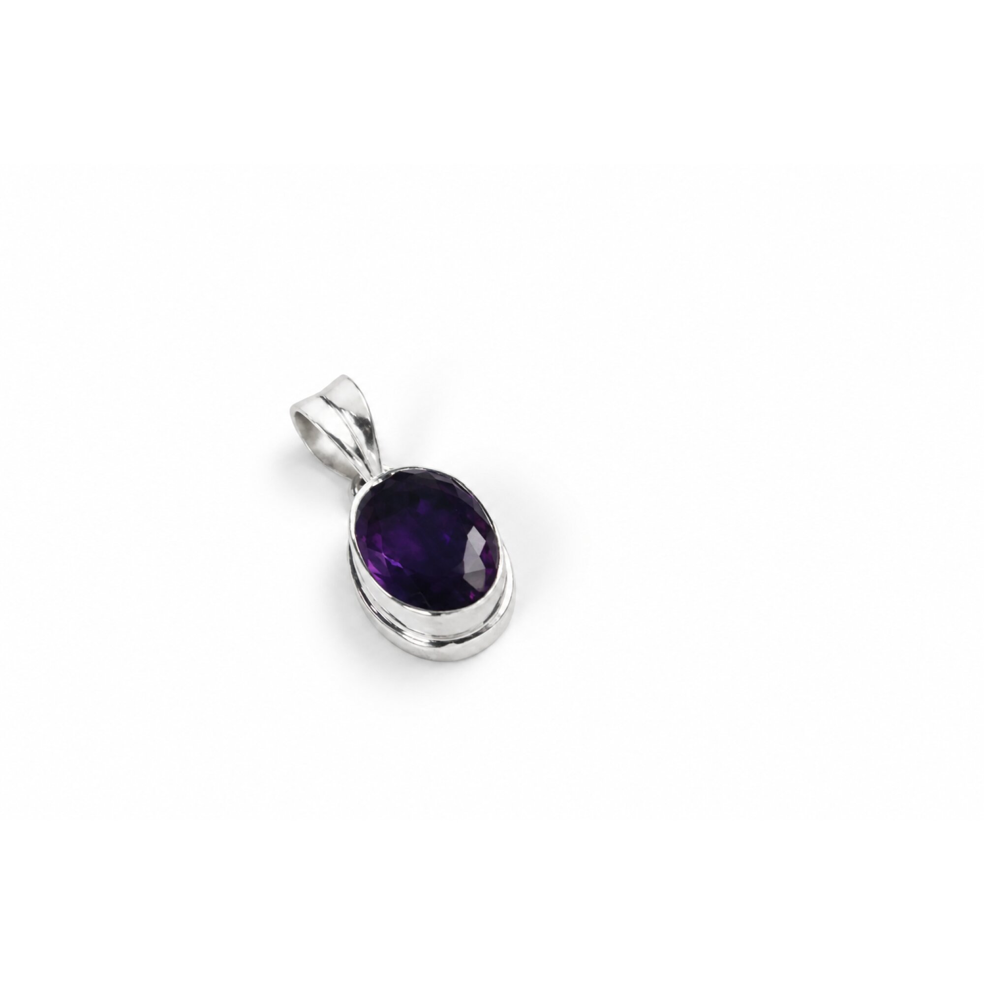 Clear purple Natural amethyst oval 925 Sterling Silver Pendant 29 mm – photo 8