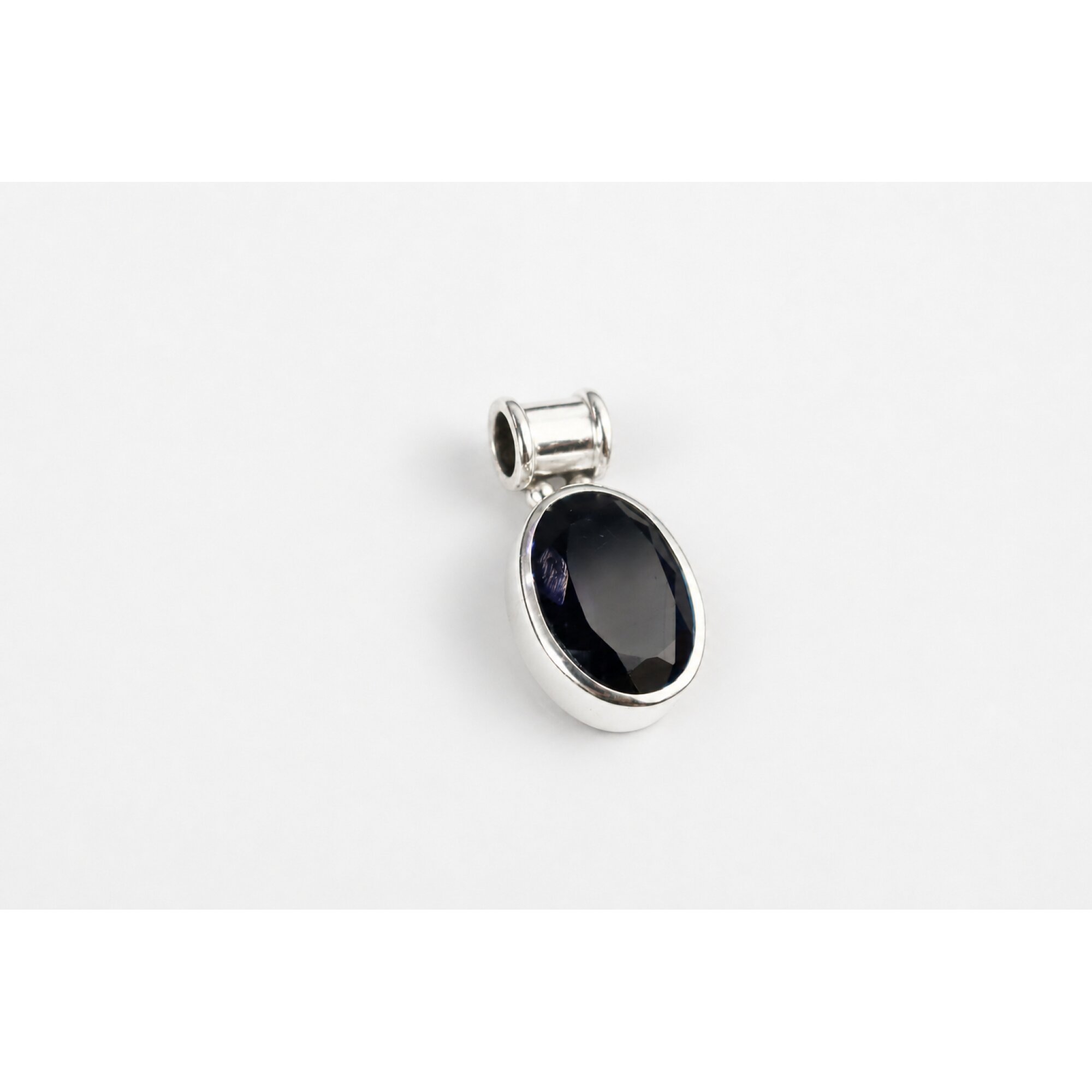 Clear dark purple Natural amethyst oval 925 Sterling Silver Pendant 30 mm – photo 3