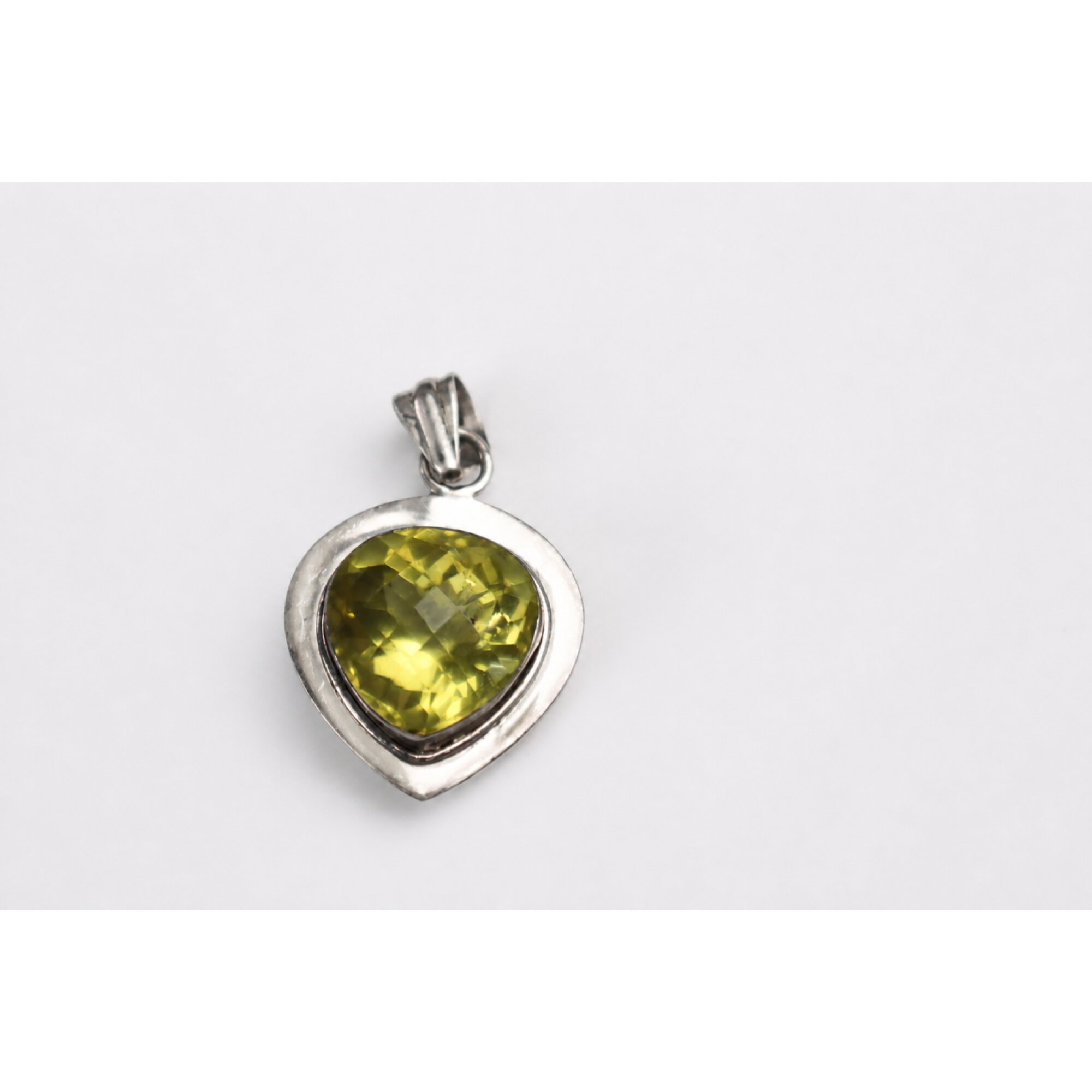 Clear yellow Natural citrine heart 925 Sterling Silver Pendant 41 mm – photo 3
