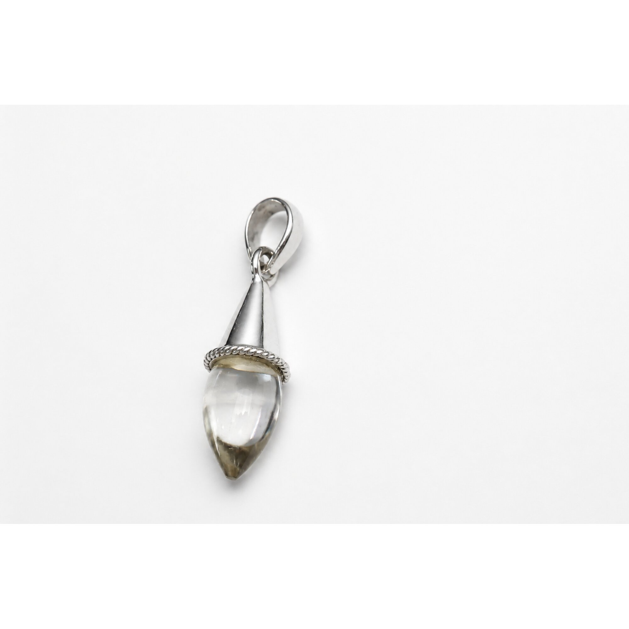 clear Rock Crystal teardrop 925 Sterling Silver Pendant 40 mm – photo 6