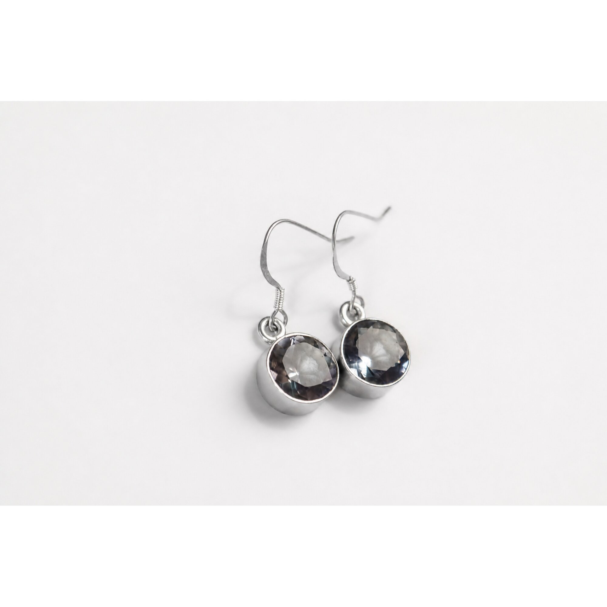 Clear blue Natural aquamarine round faceted 925 Sterling Silver Earrings 30 mm – photo 5