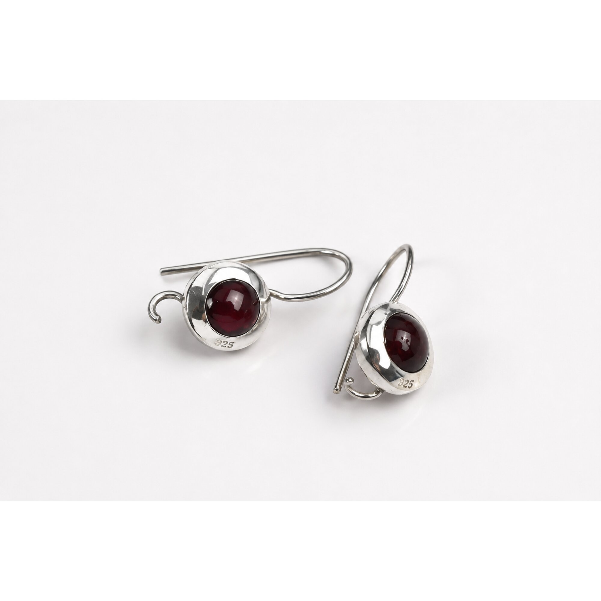 Clear red garnet round 18k Gold Plated On Sterling Silver Earrings 22 mm – photo 3