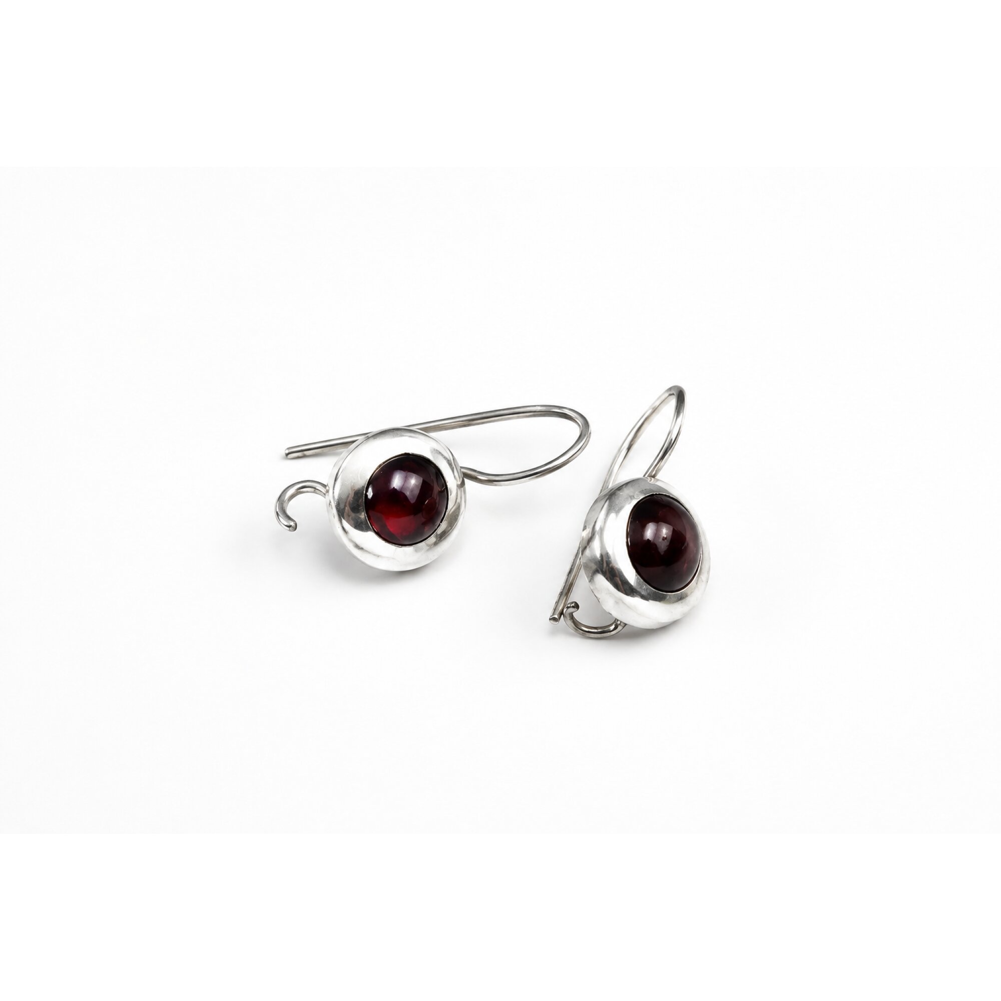 Clear red garnet round 18k Gold Plated On Sterling Silver Earrings 22 mm – photo 4
