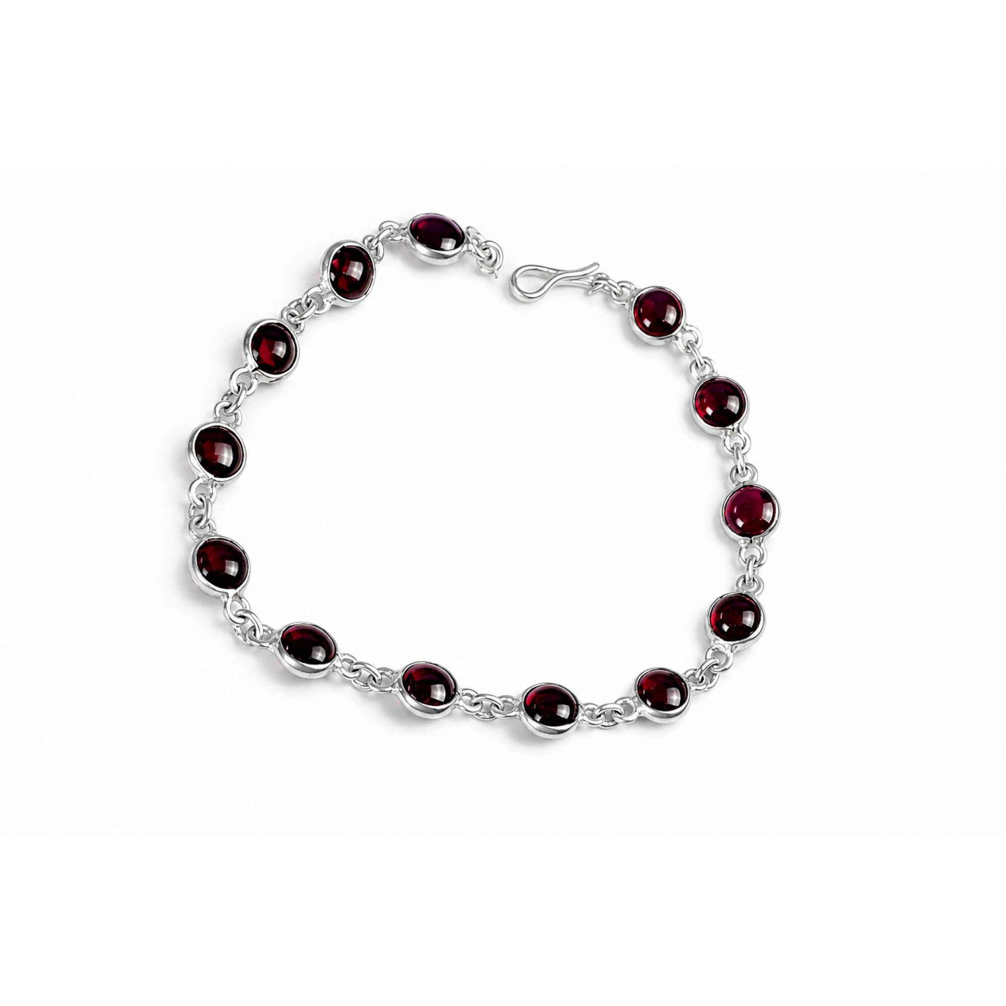 Clear red garnet round 925 Sterling Silver Bracelet 180 mm – photo 4