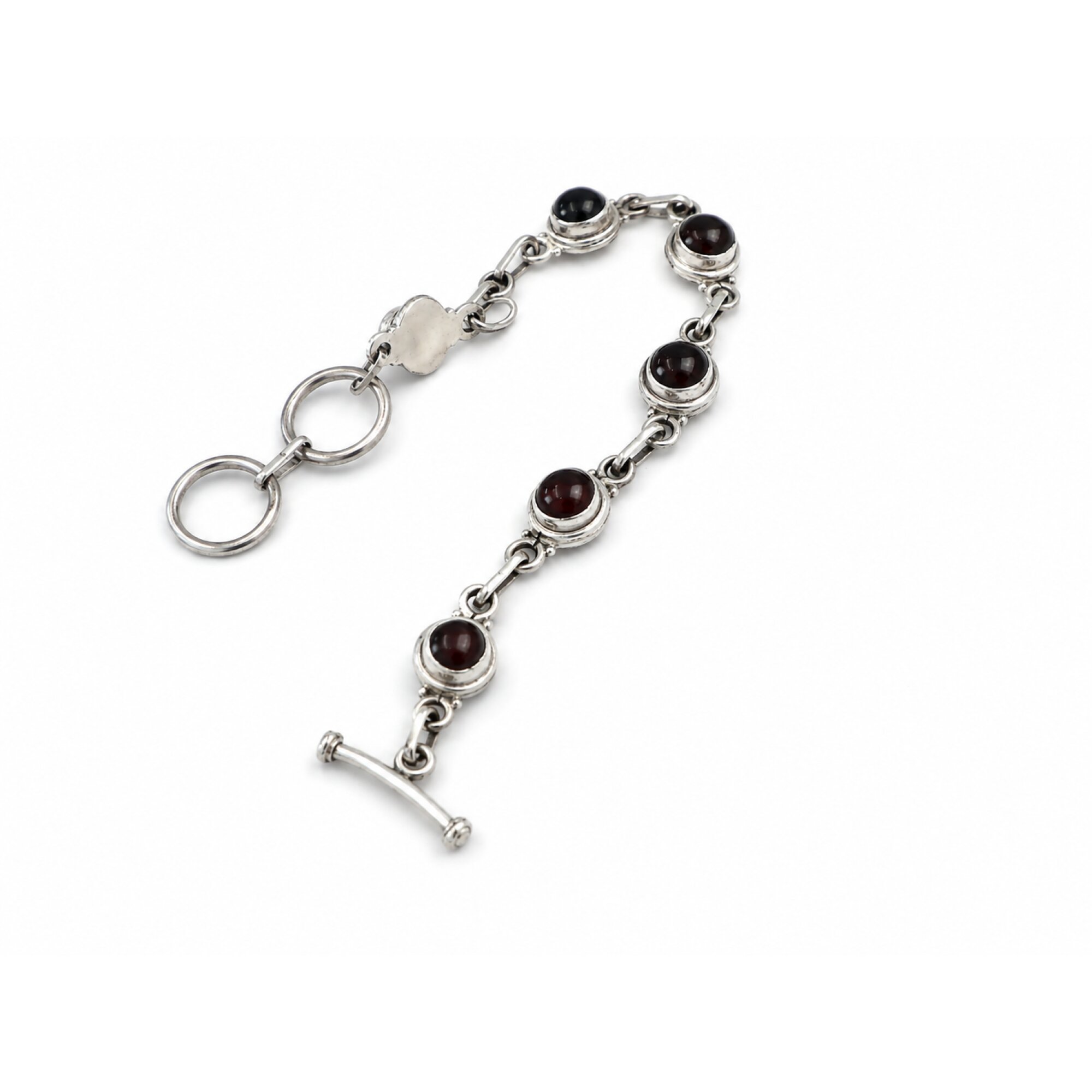 Clear red garnet round 925 Sterling Silver Bracelet 175 mm – photo 2