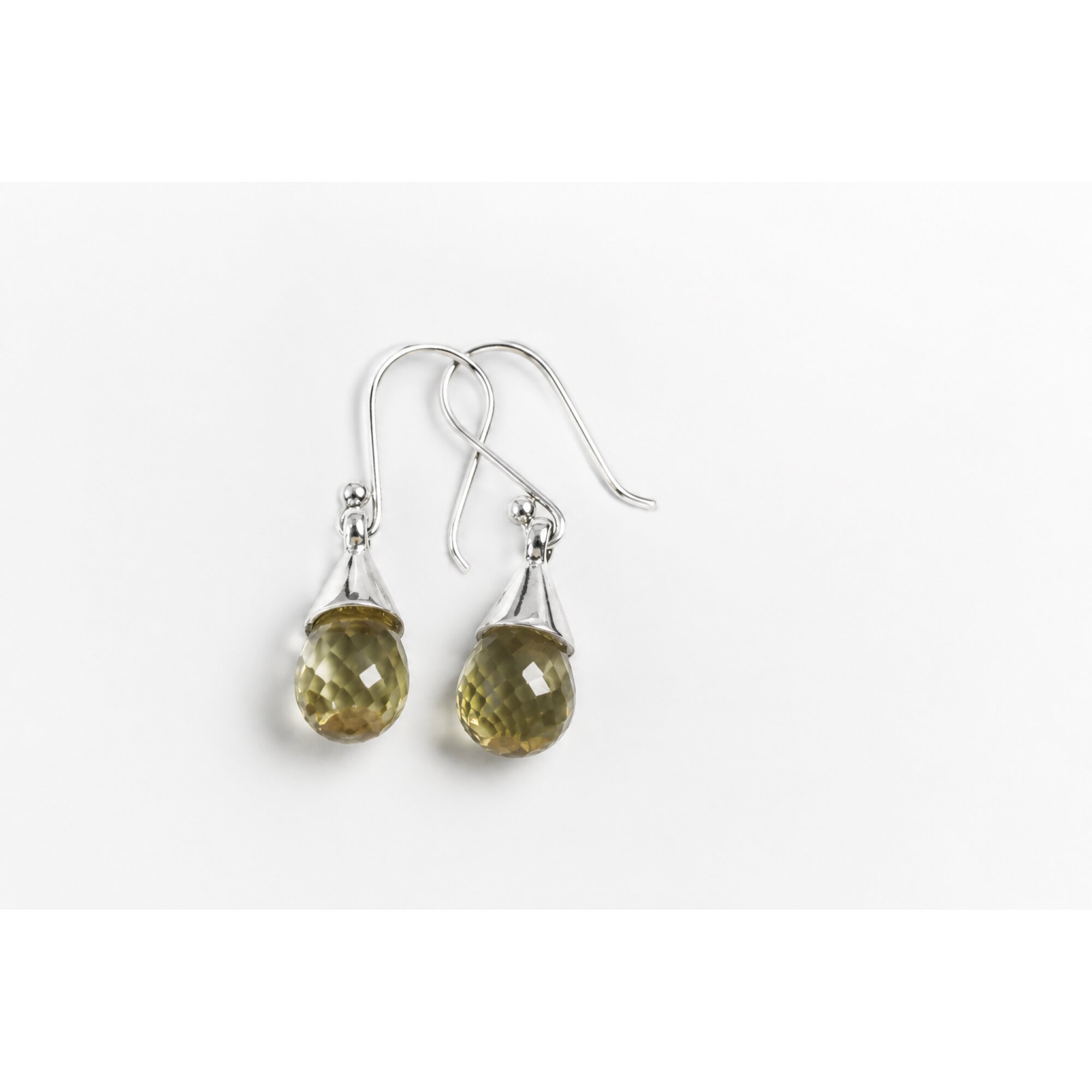 Clear yellow Natural Lemon Quartz pear 925 Sterling Silver Earrings 12 mm – photo 4