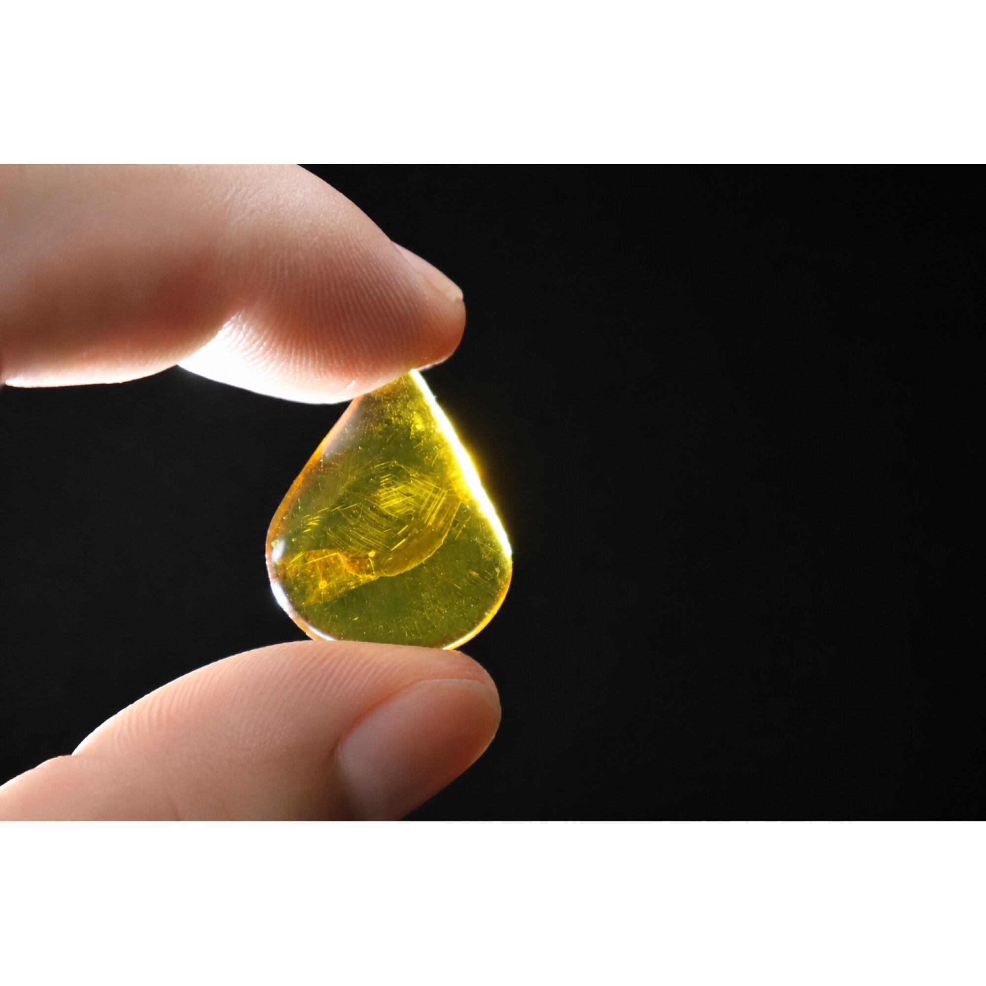Clear green yellow Natural Dominican Amber teardrop Polished Stone 24 mm – photo 2