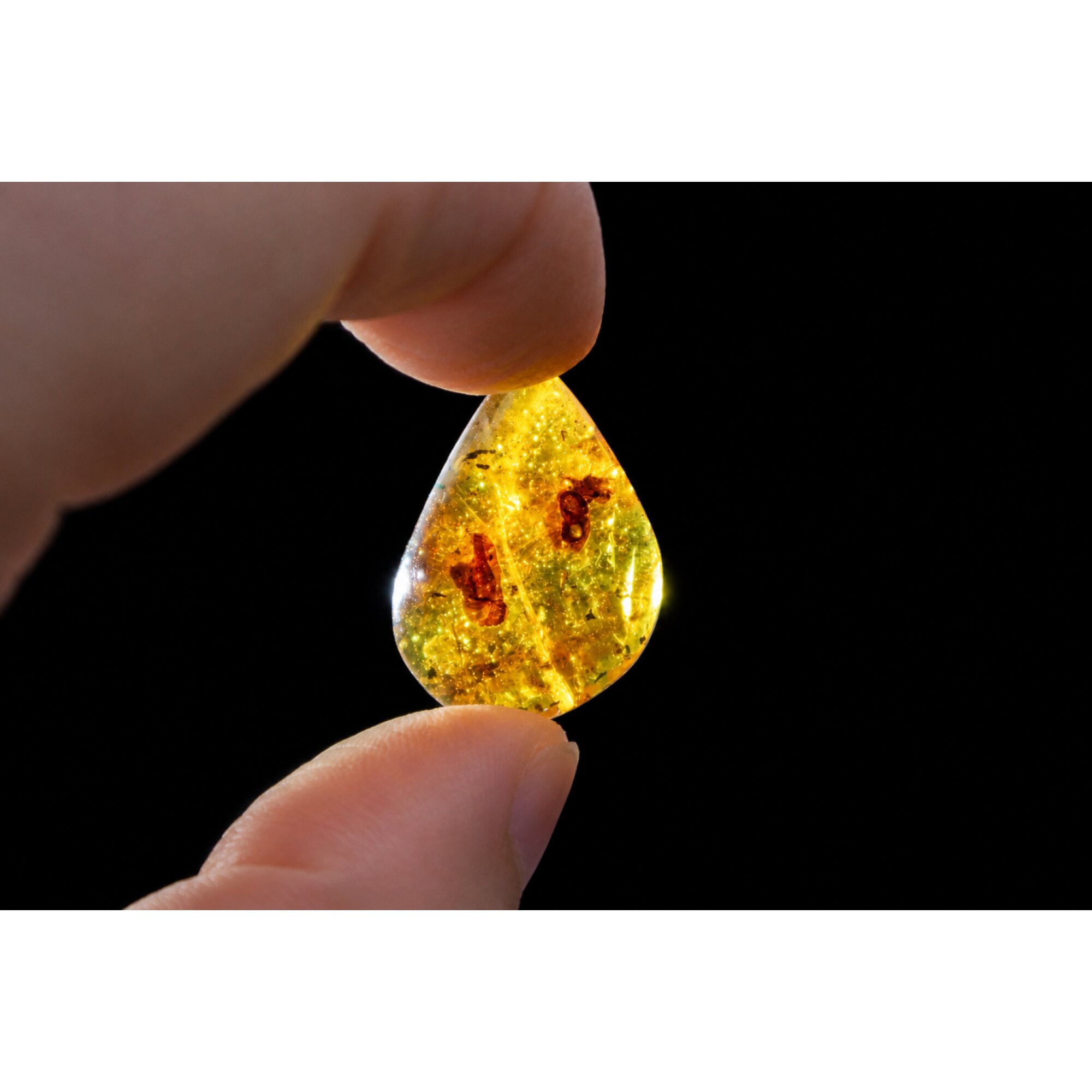 Translucent orange yellow Natural Dominican Amber teardrop Polished Stone 26 mm – photo 5