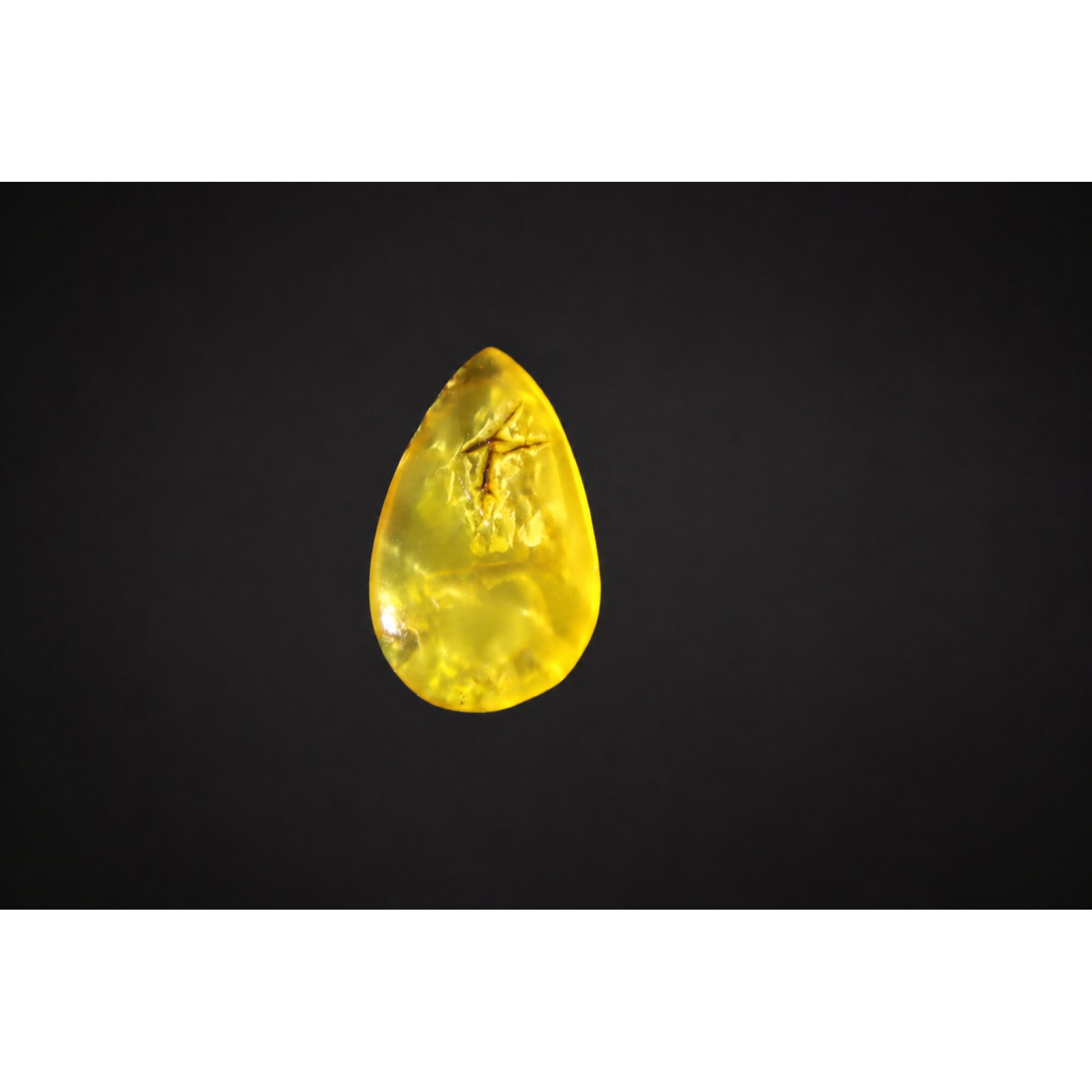 Clear deep yellow Natural Dominican Amber teardrop Polished Stone 27 mm – photo 2