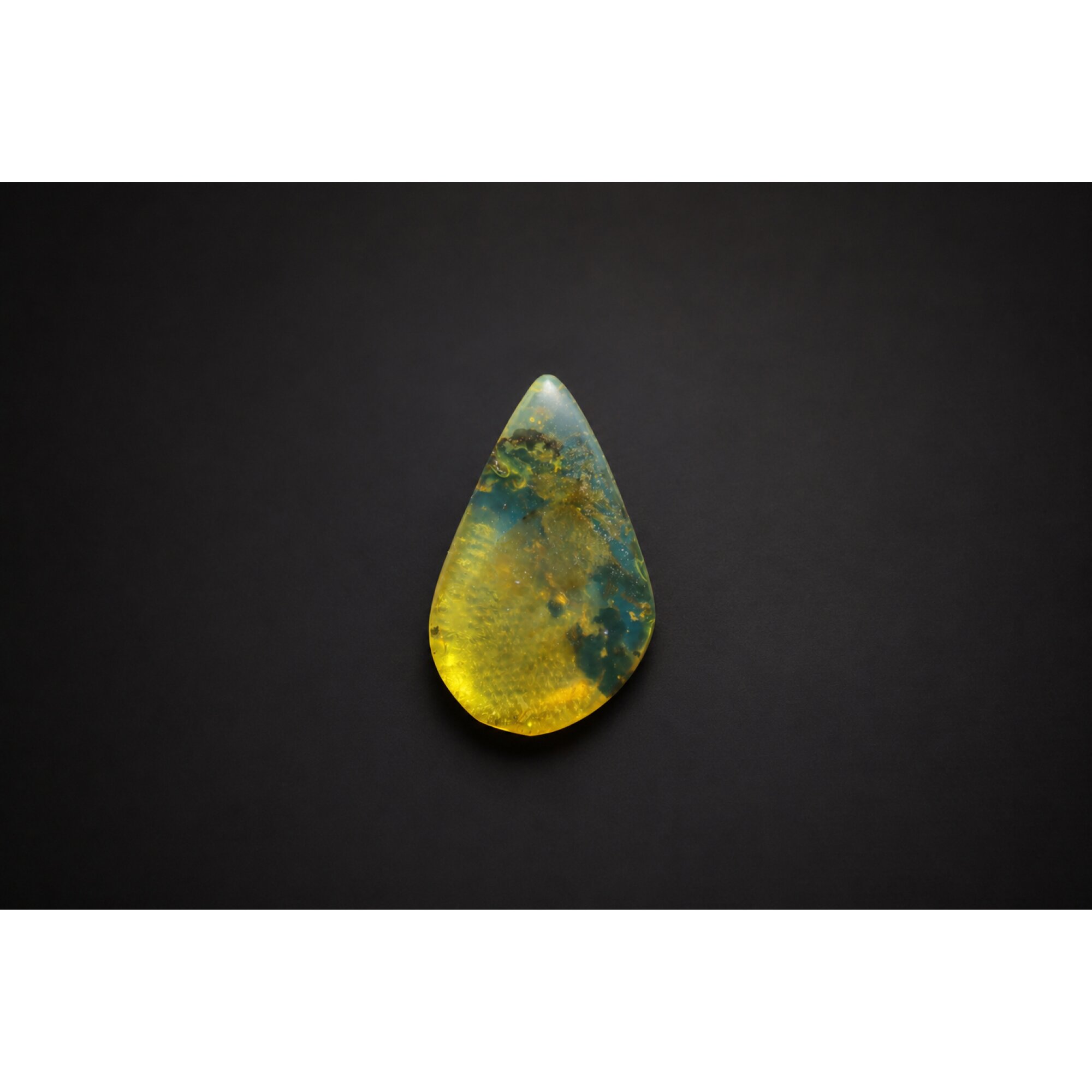 Clear green blue Natural Dominican Amber teardrop Polished Stone 26 mm – photo 3