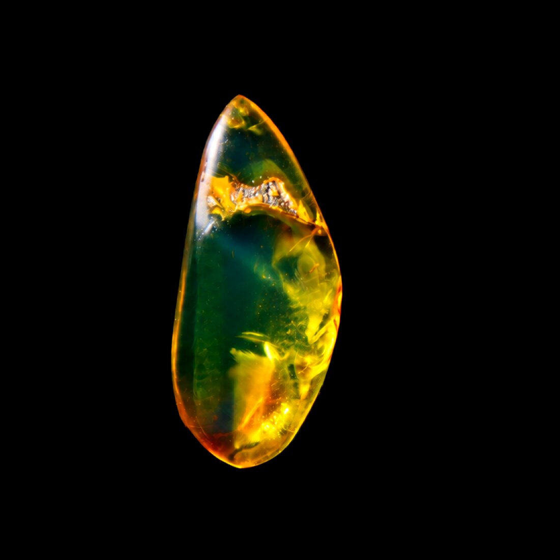 Clear blue green Natural Dominican Amber teardrop Polished Stone 26 mm – photo 4