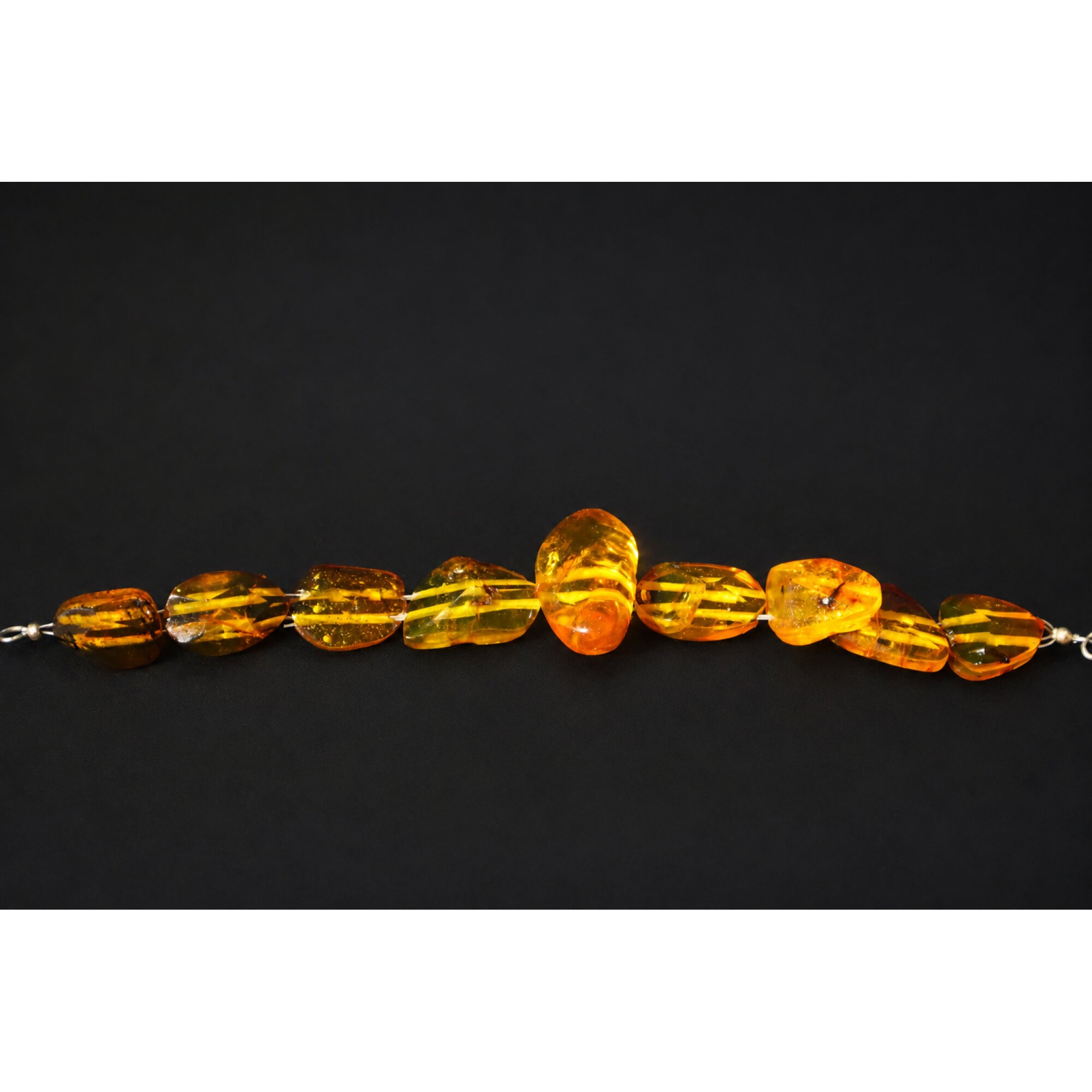 Clear orange yellow Natural Dominican Amber freeform 925 Bracelet 200 mm – photo 3