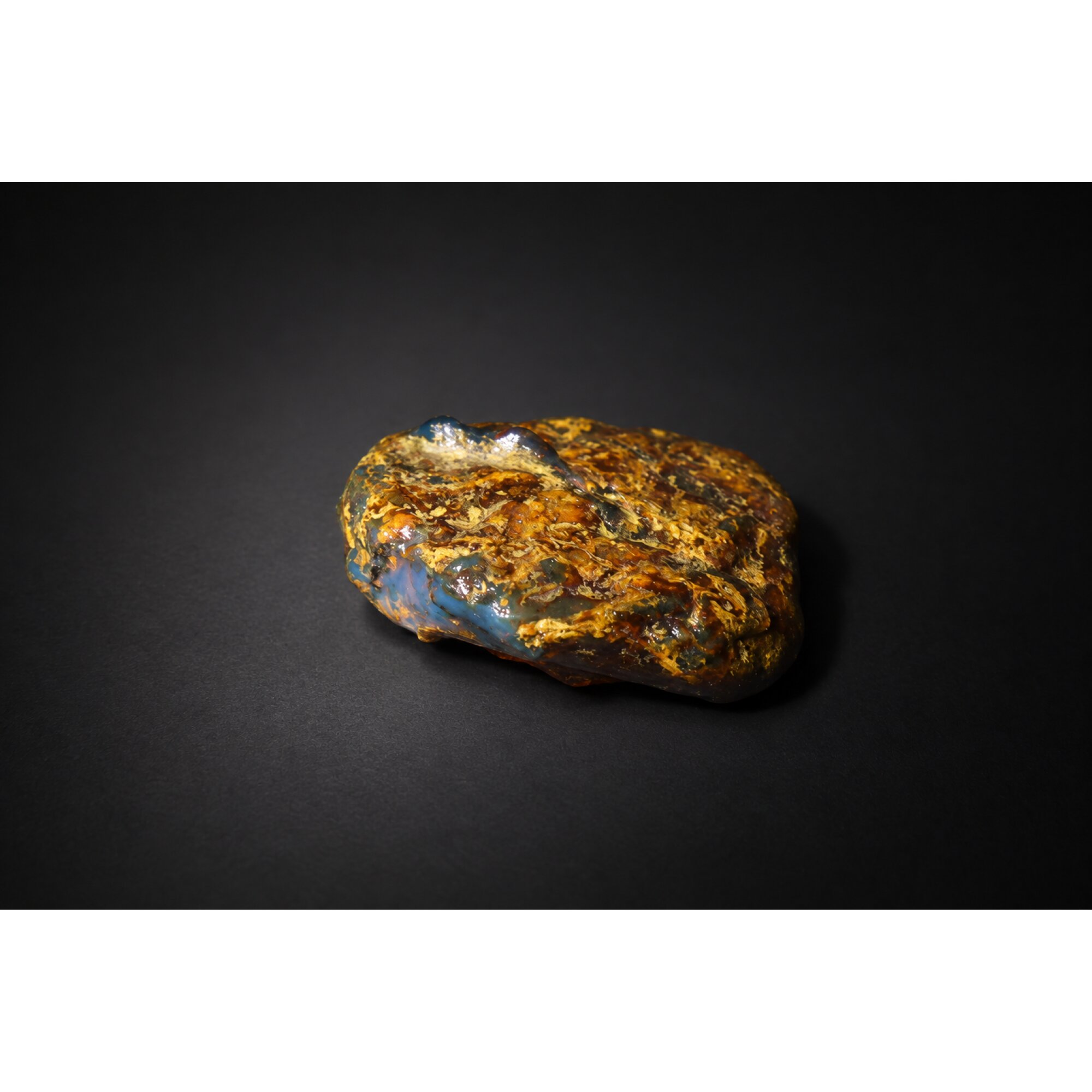 Clear blue yellow Natural Dominican Amber raw 925 Sterling Rough Specimen 30 mm – photo 3