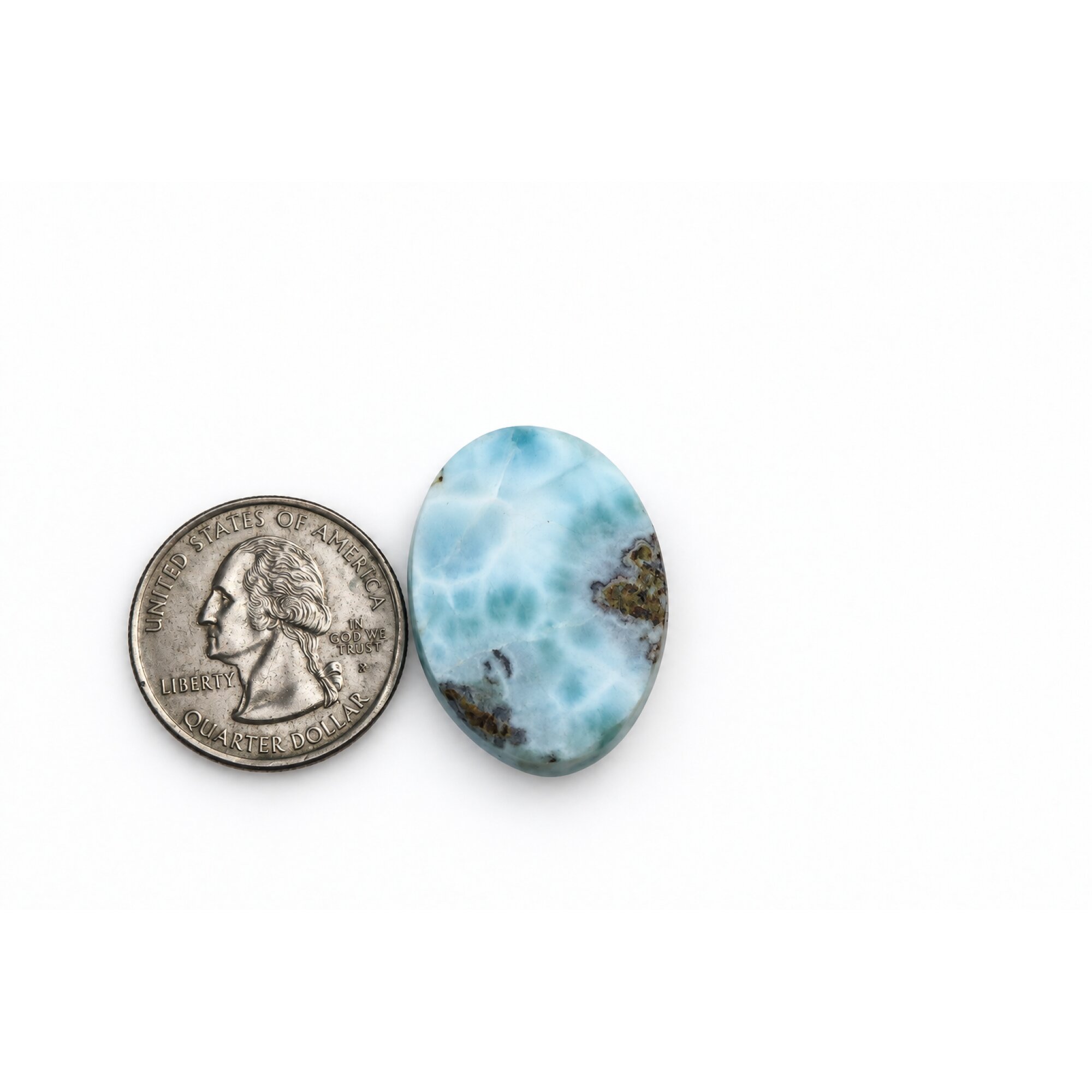 sky blue Natural Dominican Larimar oval Polished Stone 30 mm – photo 4