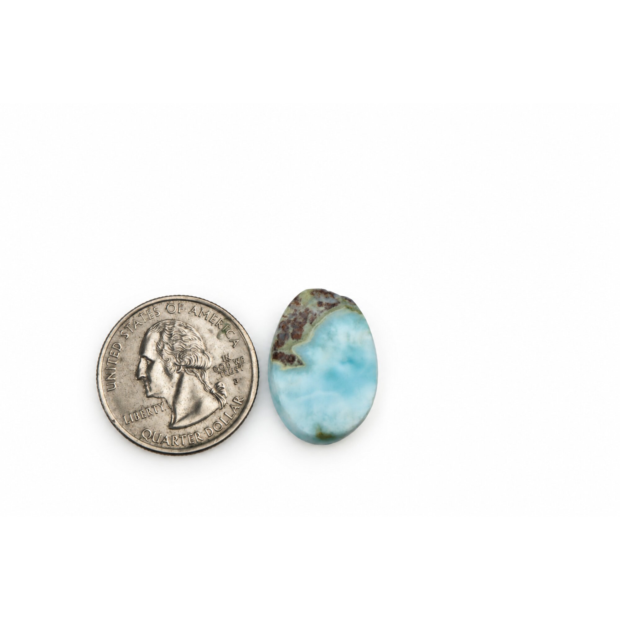 sky blue Natural Dominican Larimar oval Polished Stone 23 mm – photo 3