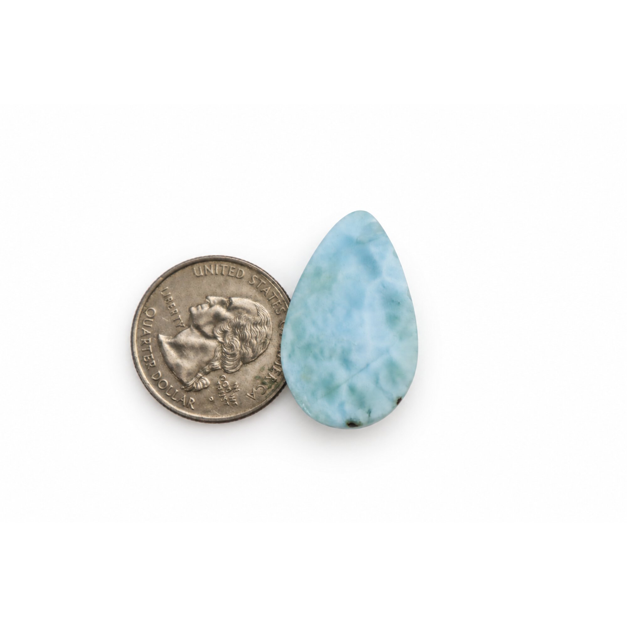 Handcrafted Polished: Natural Dominican Larimar Cabochon 30mm – photo 4