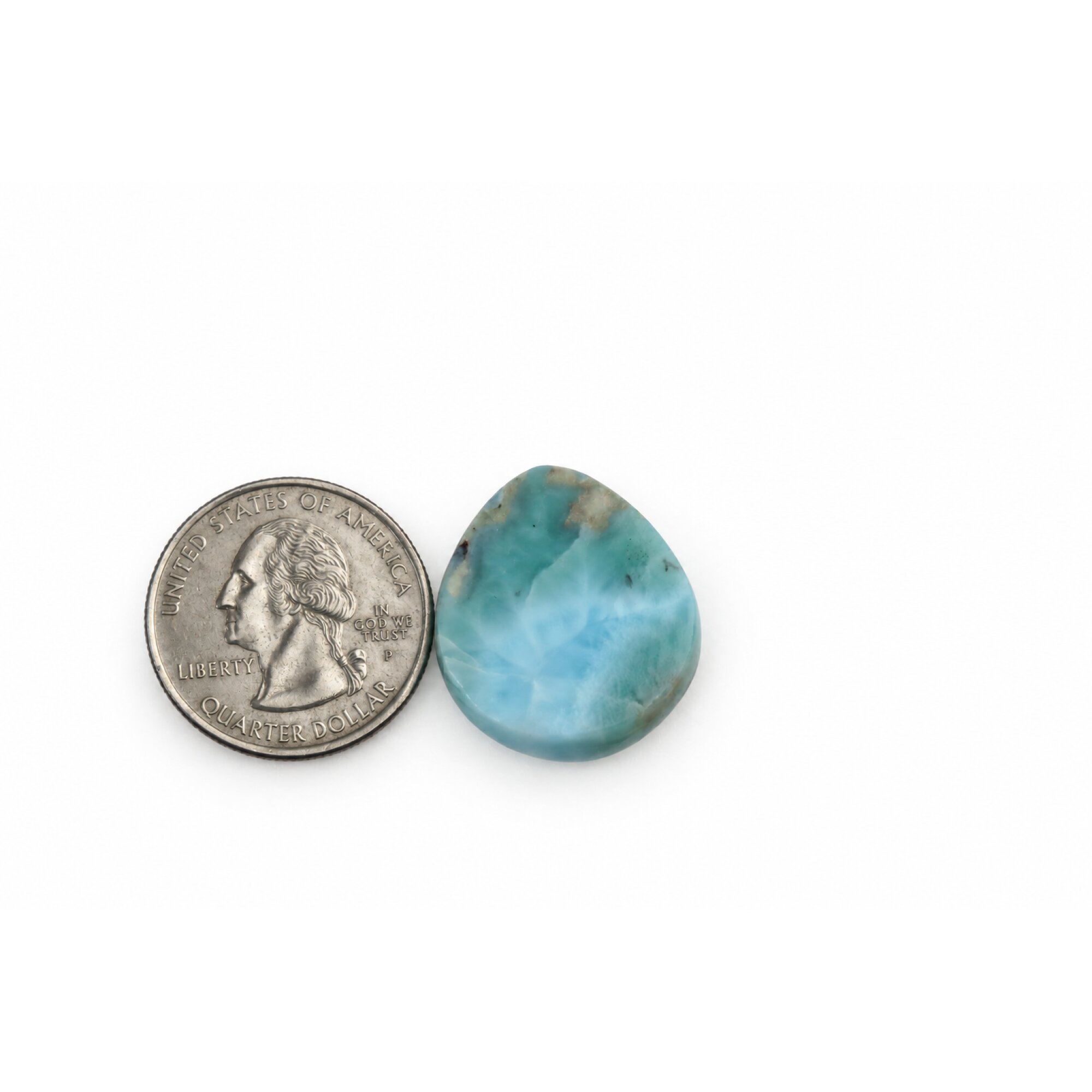 Handcrafted green blue larimar Polished 24mm – photo 4