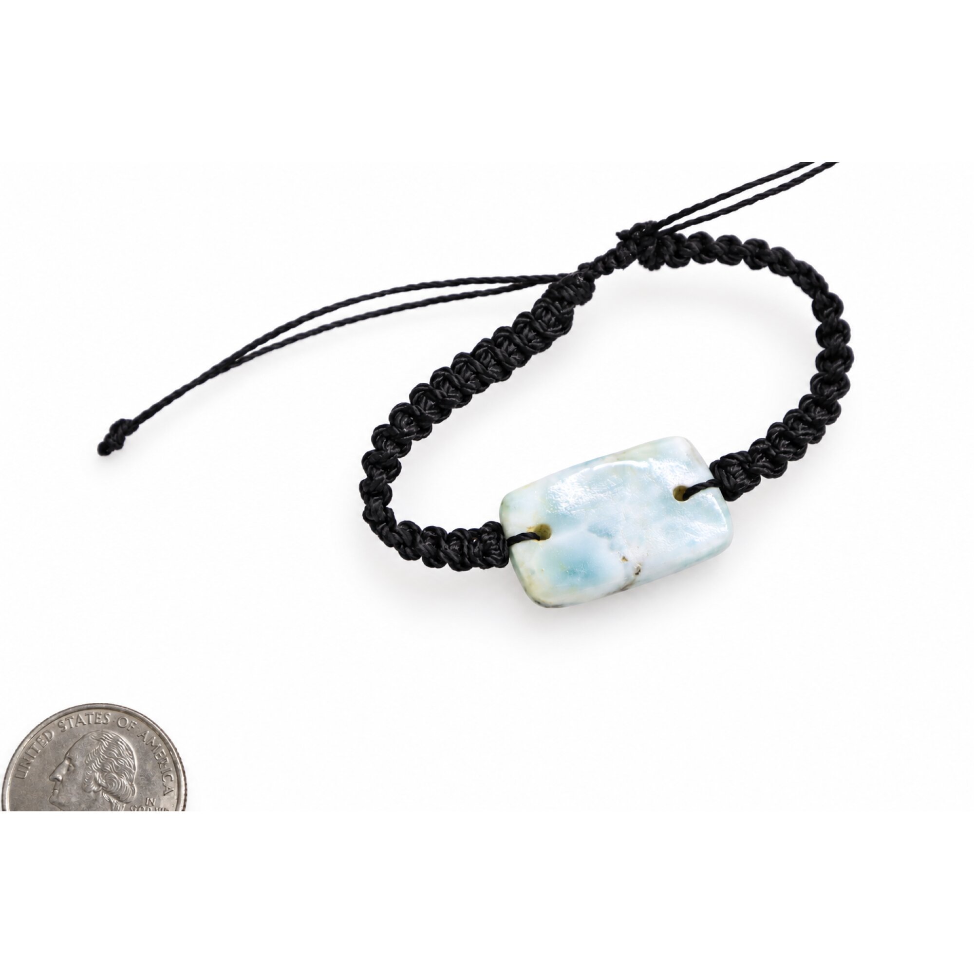 Expertly crafted light blue Dominican Larimar macrame bracelet 29mm – photo 2